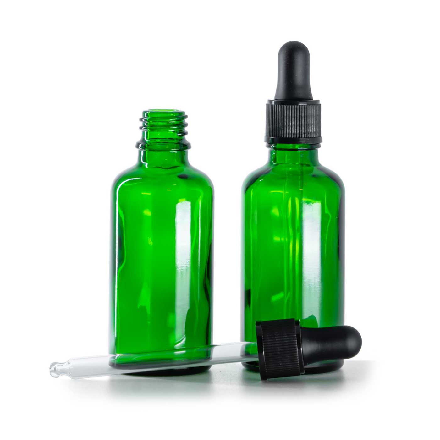 Zöld üvegpalack matt fekete cseppentővel 50 ml