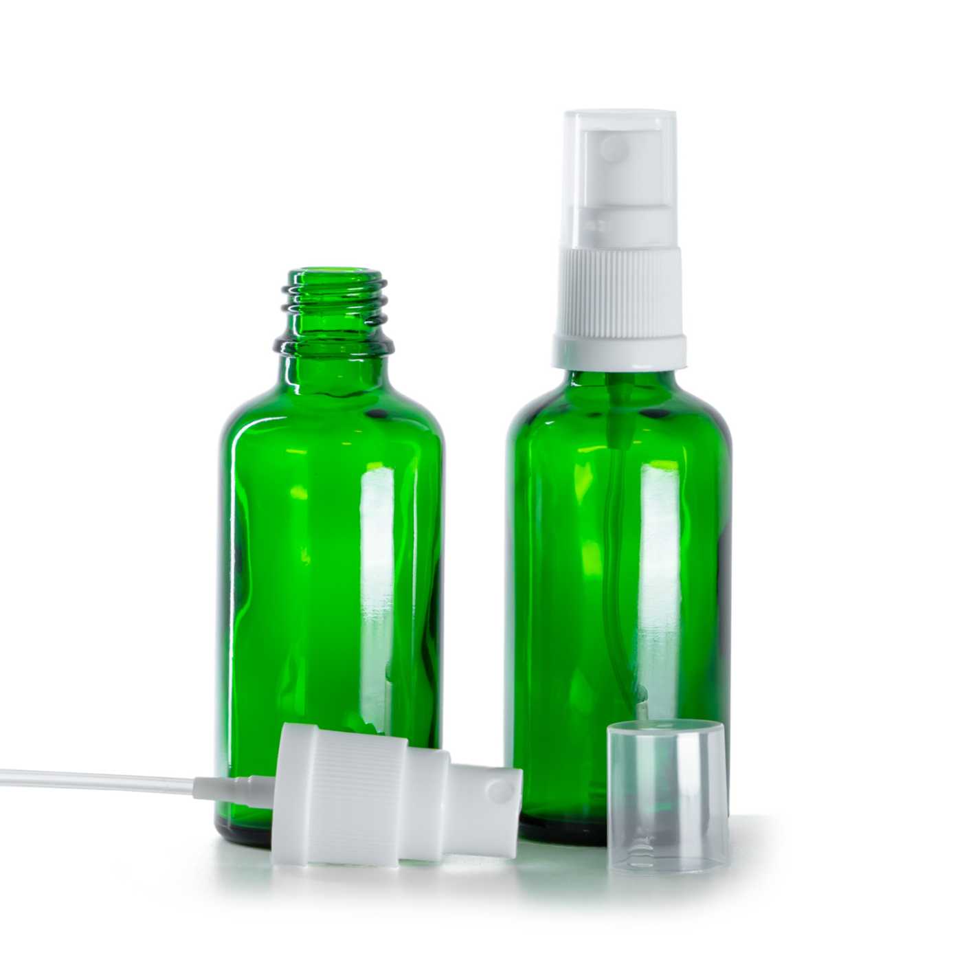 Zöld üvegpalack fehér permetezőfejjel 50 ml