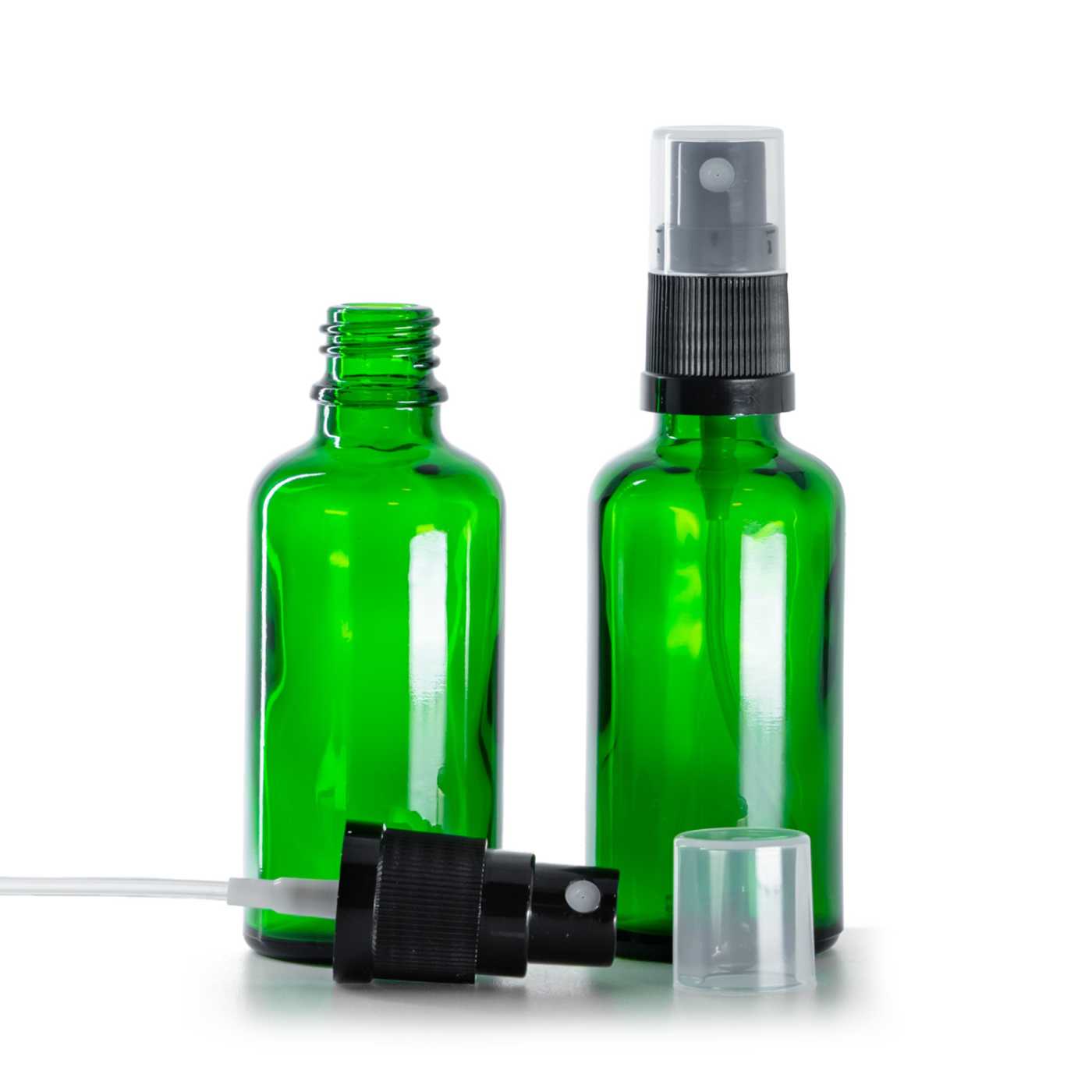 Zöld üvegpalack fekete permetezőfejjel 50 ml
