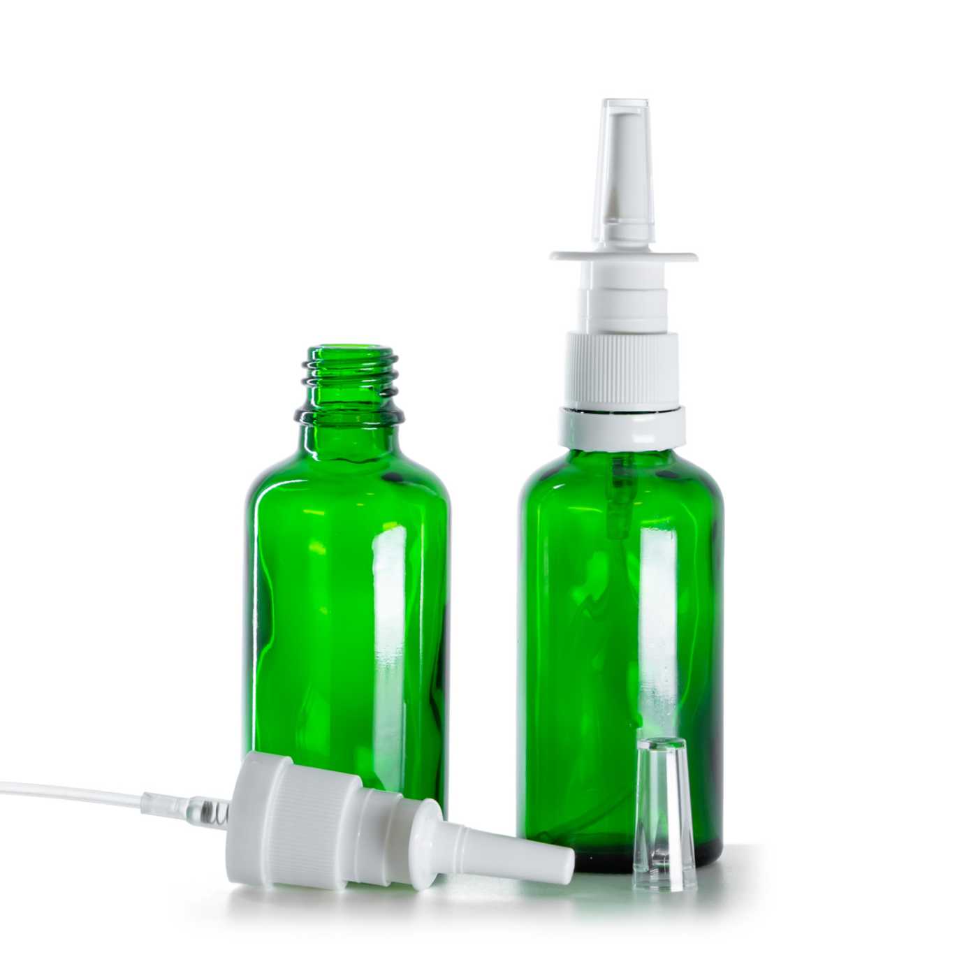 Zöld üvegpalack, orrspray-adagoló, 50 ml