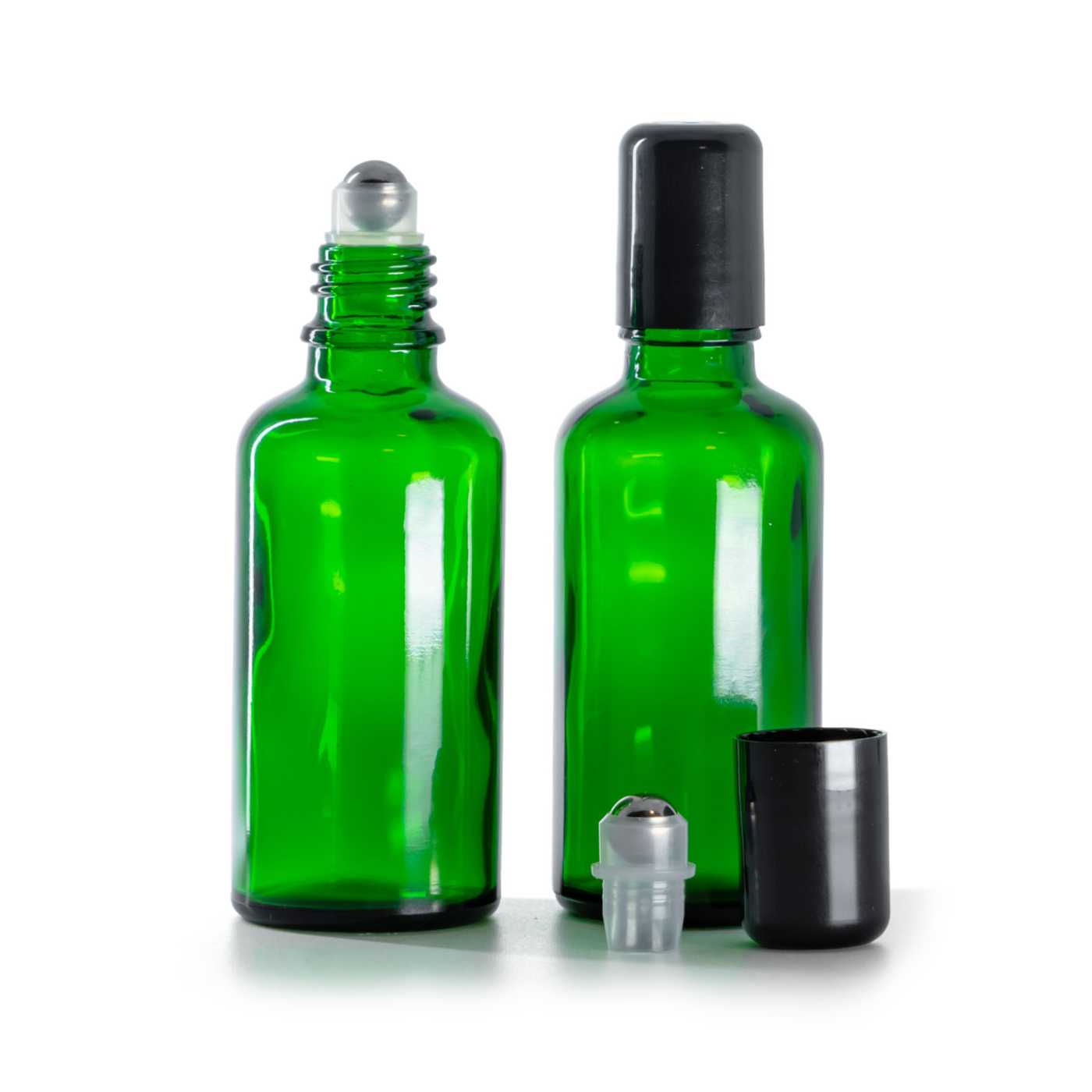 Flacon en verre vert roll-on, 50 ml