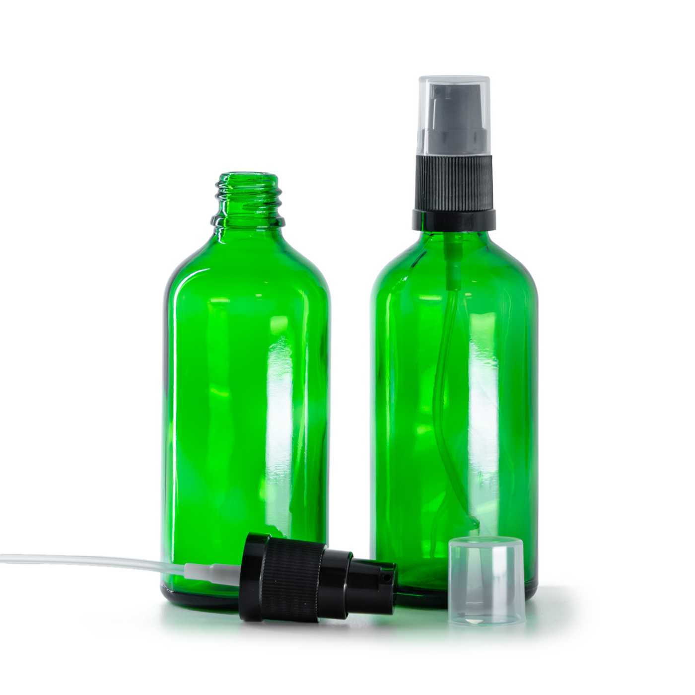 Zöld üvegpalack adagoló pumpával 100 ml