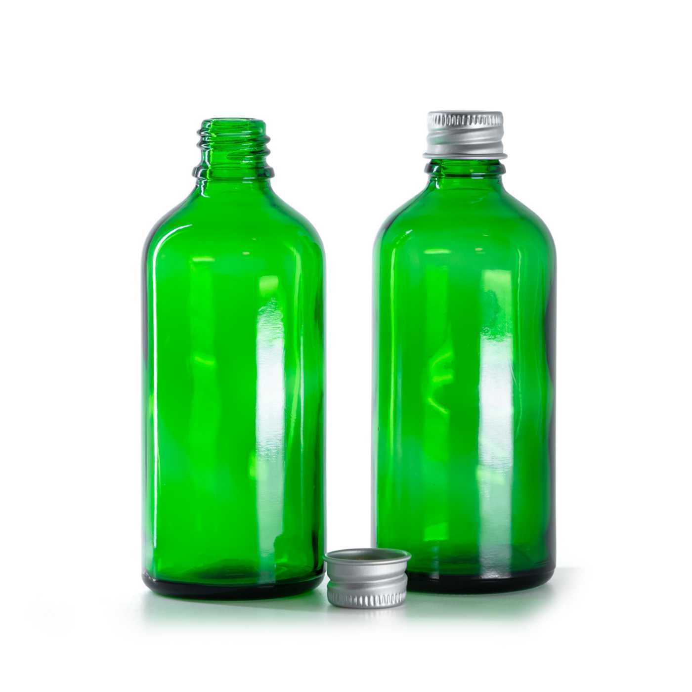 Zöld üvegcse, alumínium kupak, 100 ml