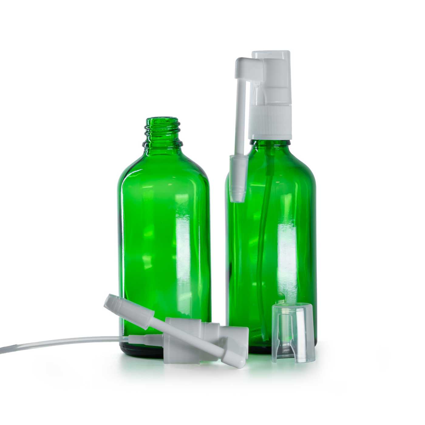 Zöld üvegpalack, torokspray, 100 ml