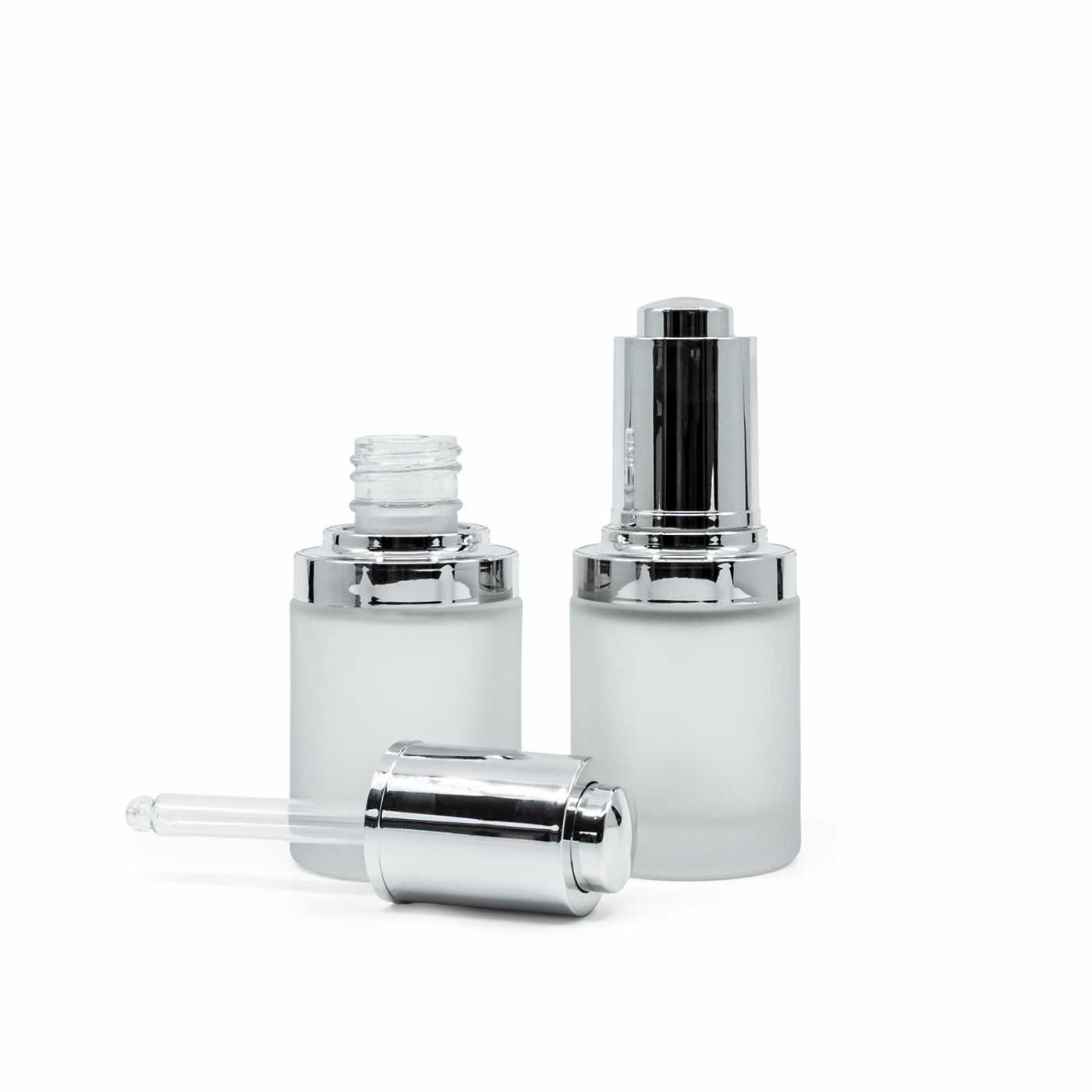 Flacon en verre dépoli, large, compte-gouttes à pompe, 30 ml