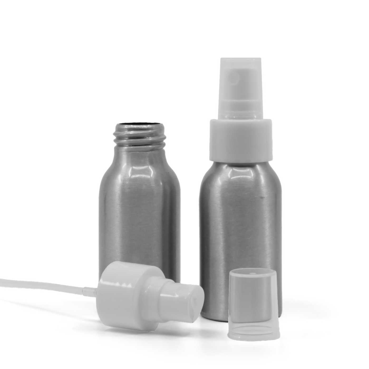 Butelka aluminiowa, biały atomizer, 50 ml