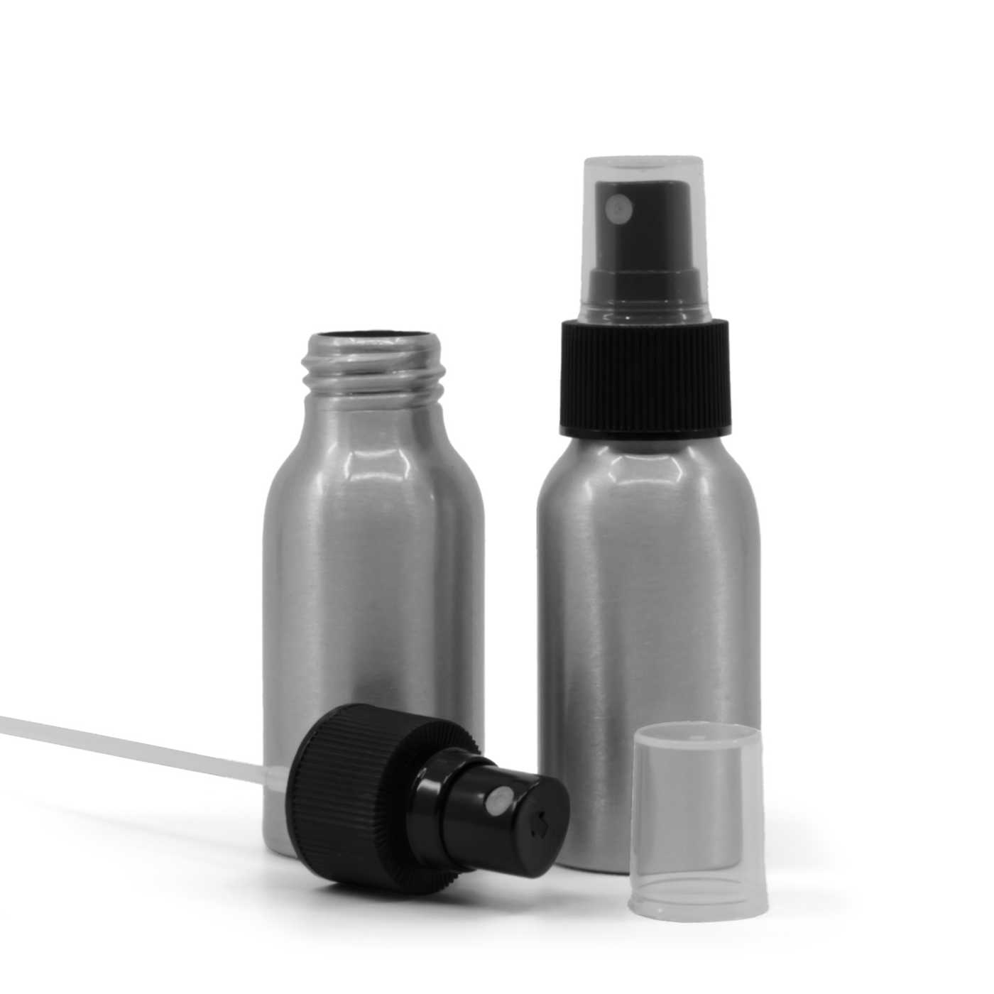 Butelka aluminiowa, czarny atomizer, 50 ml