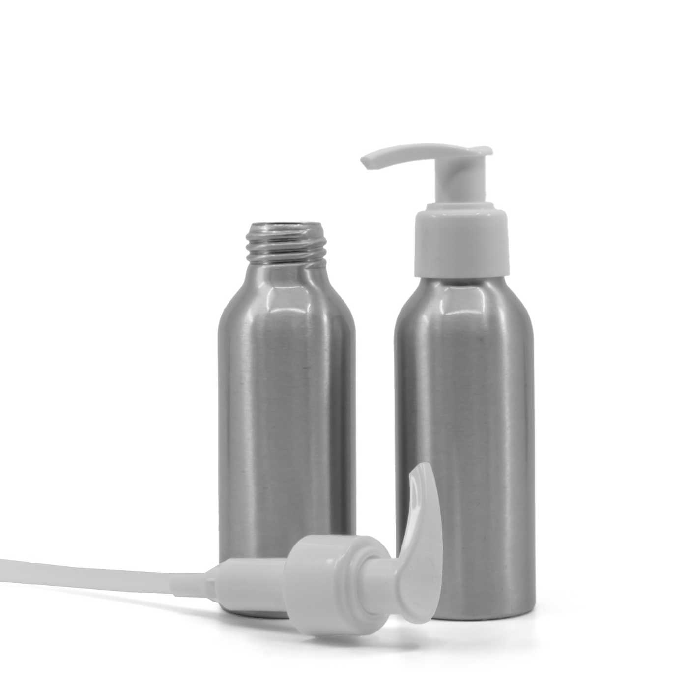 Alumínium palack, fehér pumpa, 100 ml