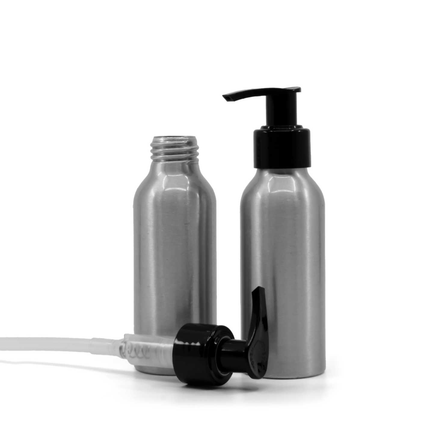 Alumínium üvegcse, fekete pumpa, 100 ml