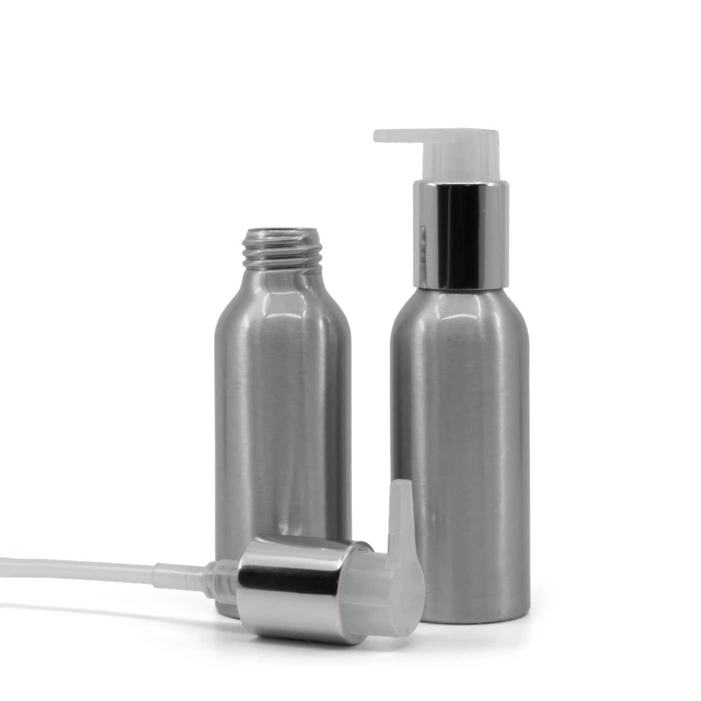 Alumínium üvegcse, ezüst pumpa, 100 ml