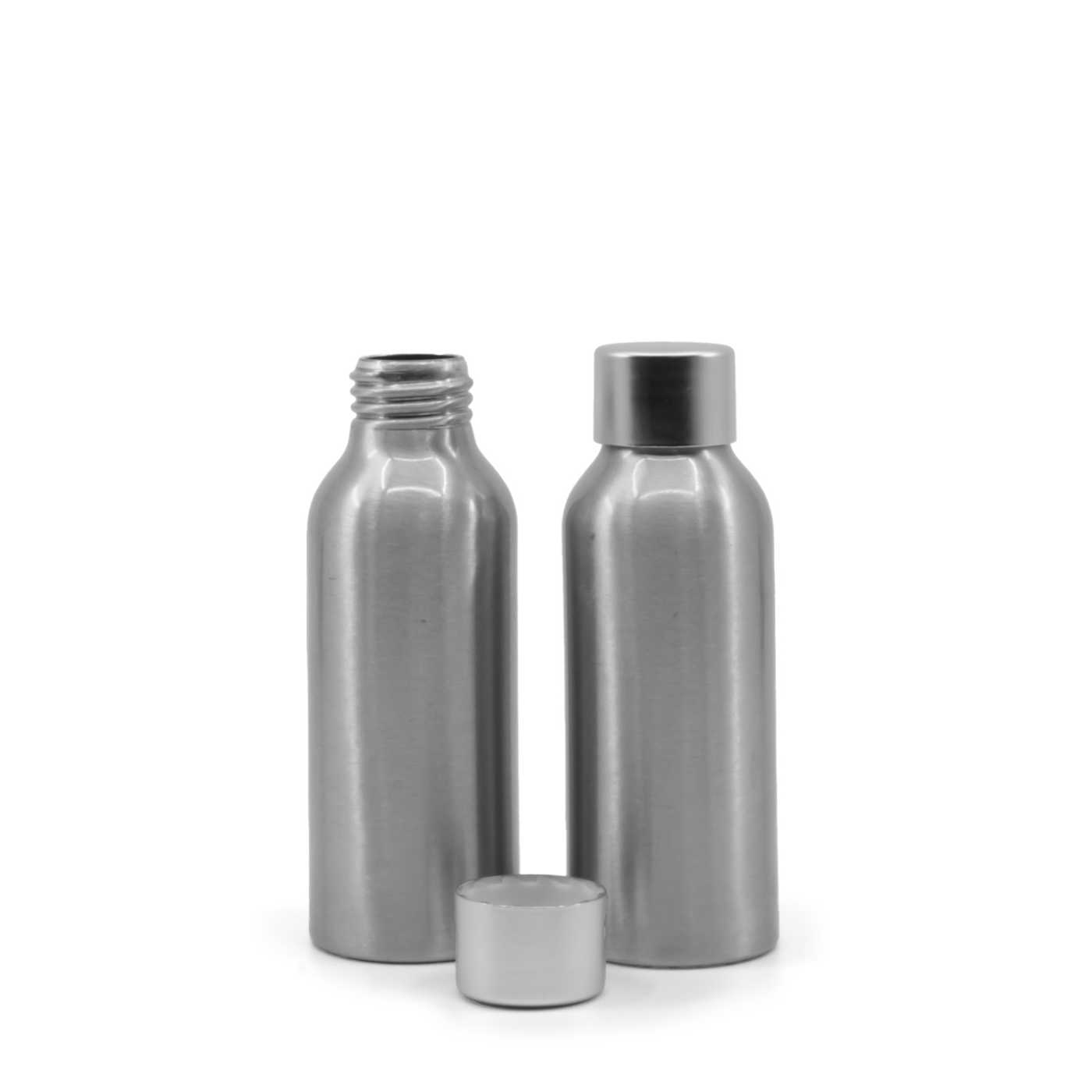 Alumínium üvegcse, matt ezüst kupak, 100 ml