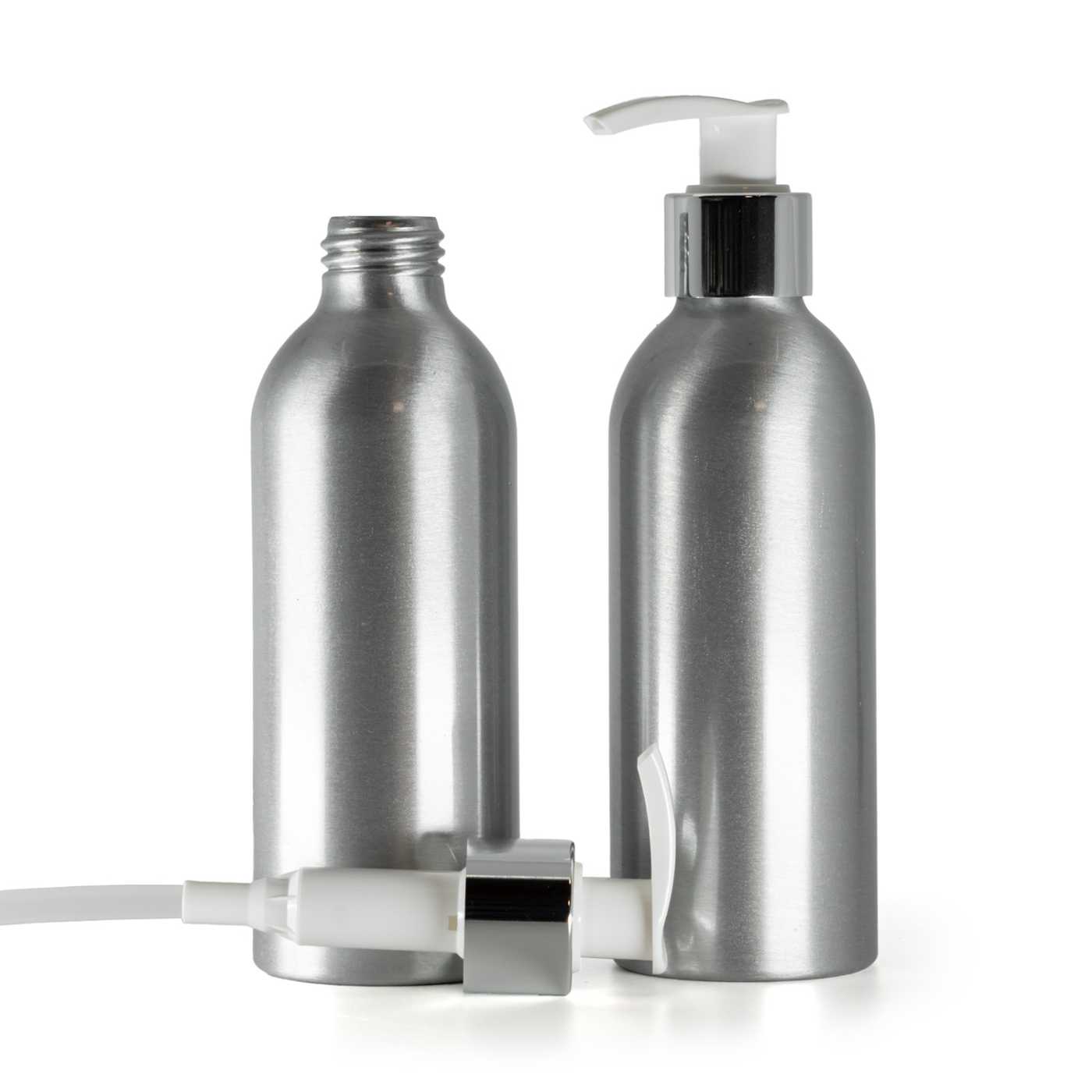 Butelka aluminiowa, biało-srebrny dozownik, 200 ml