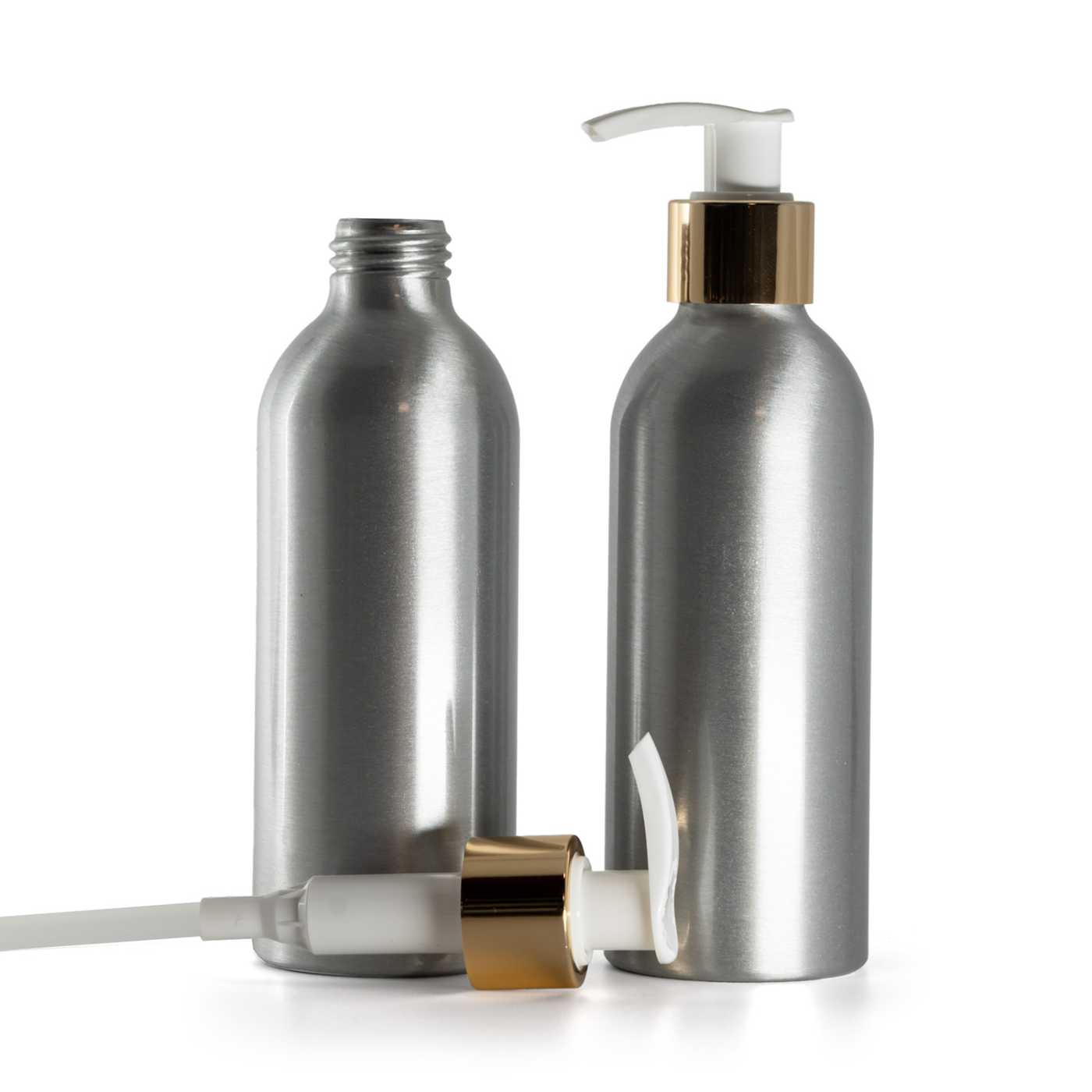 Butelka aluminiowa, biało-złoty dozownik, 200 ml