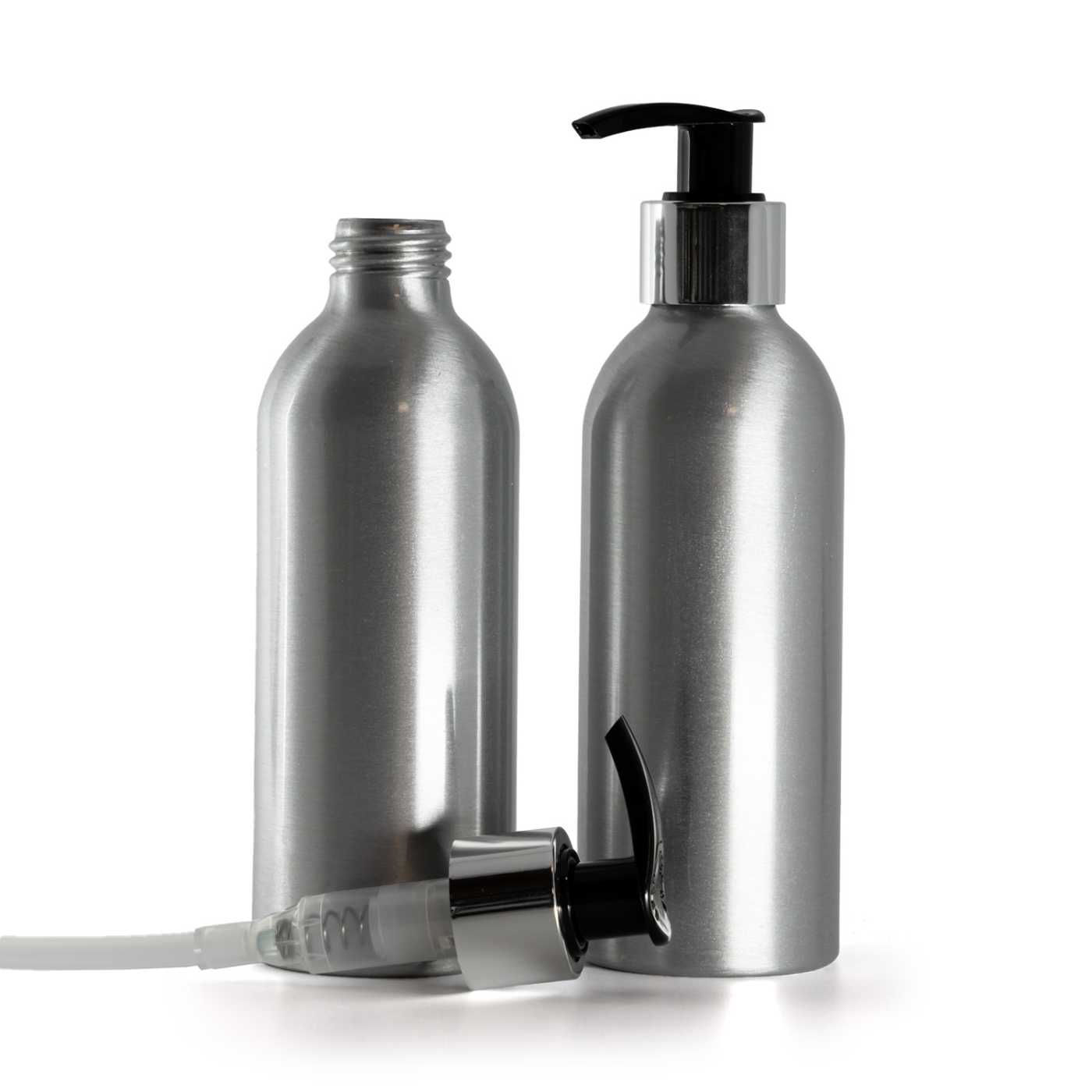 Butelka aluminiowa, czarno-srebrny dozownik, 200 ml