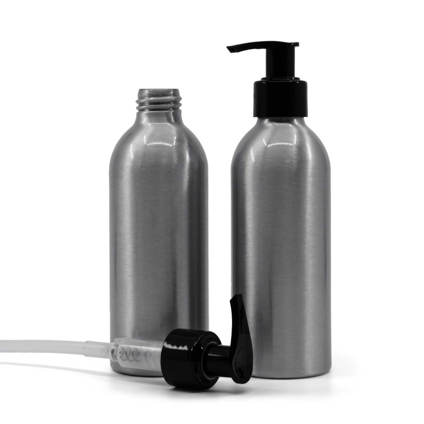 Butelka aluminiowa, czarny dozownik, 200 ml