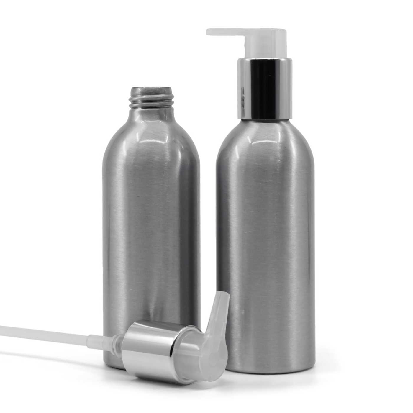 Butelka aluminiowa, srebrny dozownik, 200 ml
