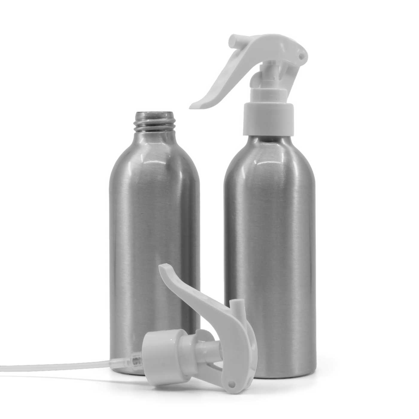 Butelka aluminiowa, biały spryskiwacz z dźwignią, 200 ml