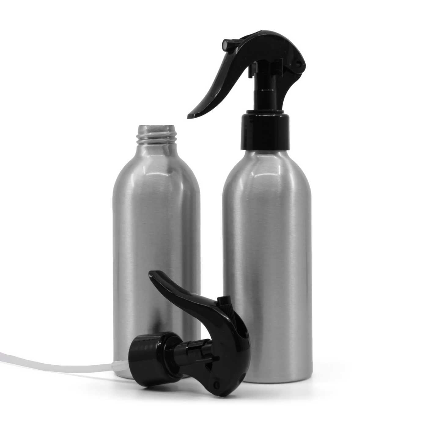 Butelka aluminiowa, czarny spryskiwacz z dźwignią, 200 ml