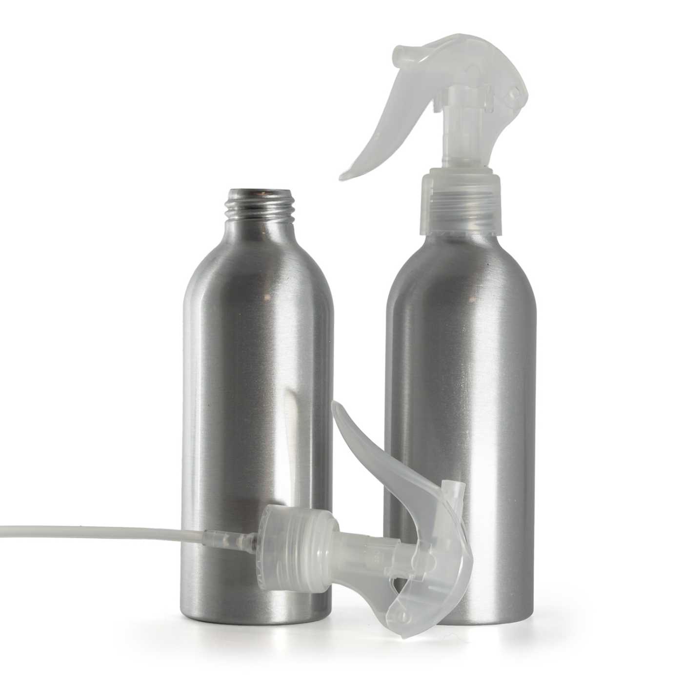 Butelka aluminiowa, mini spryskiwacz z dźwignią, przezroczysty, 200 ml