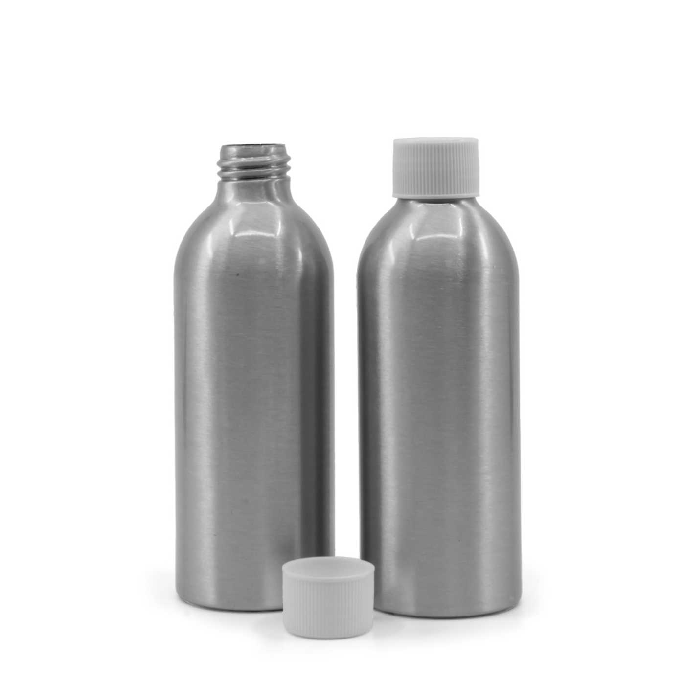 Butelka aluminiowa z białą plastikową nakrętką, 200 ml