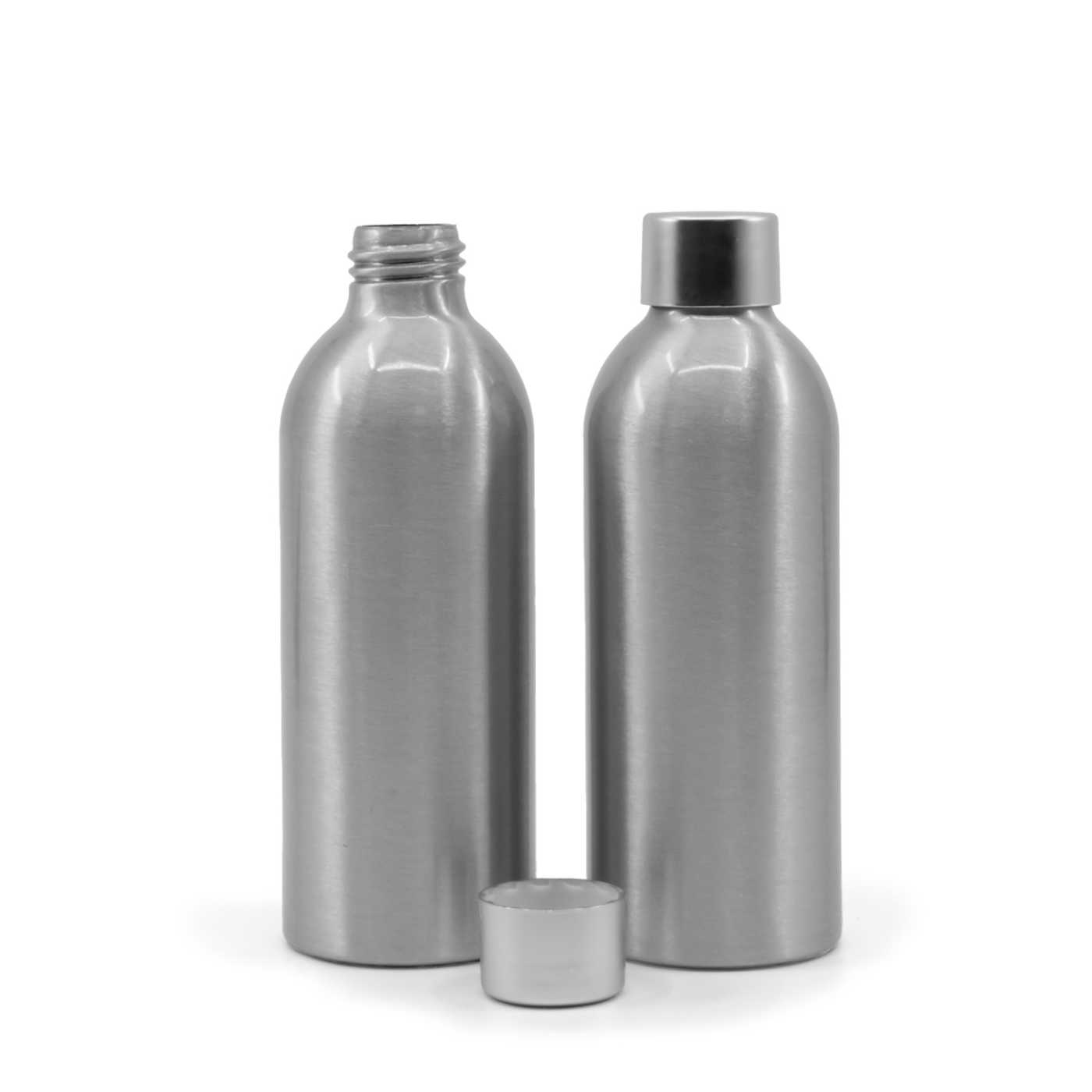 Butelka aluminiowa ze srebrną nakrętką, 200 ml