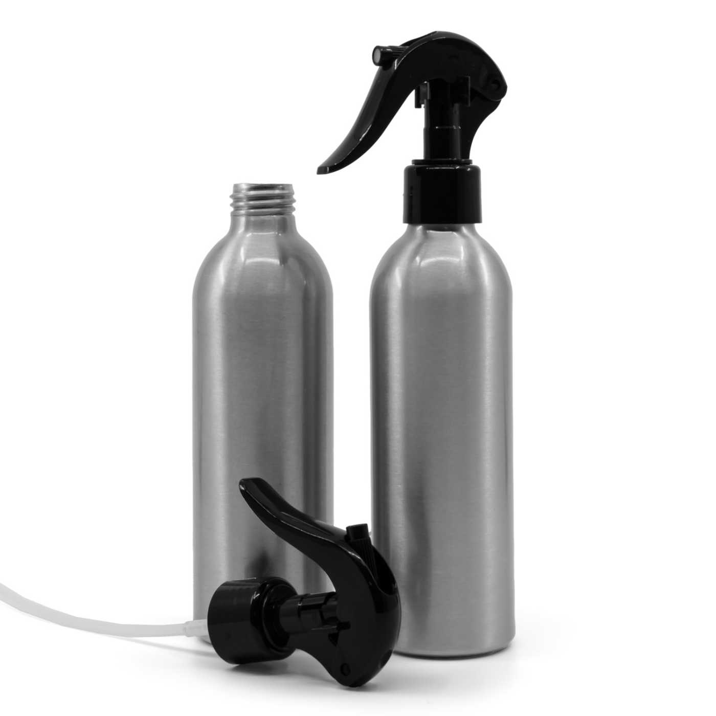 Alumínium palack, fekete pisztolyos szórófej, 225 ml