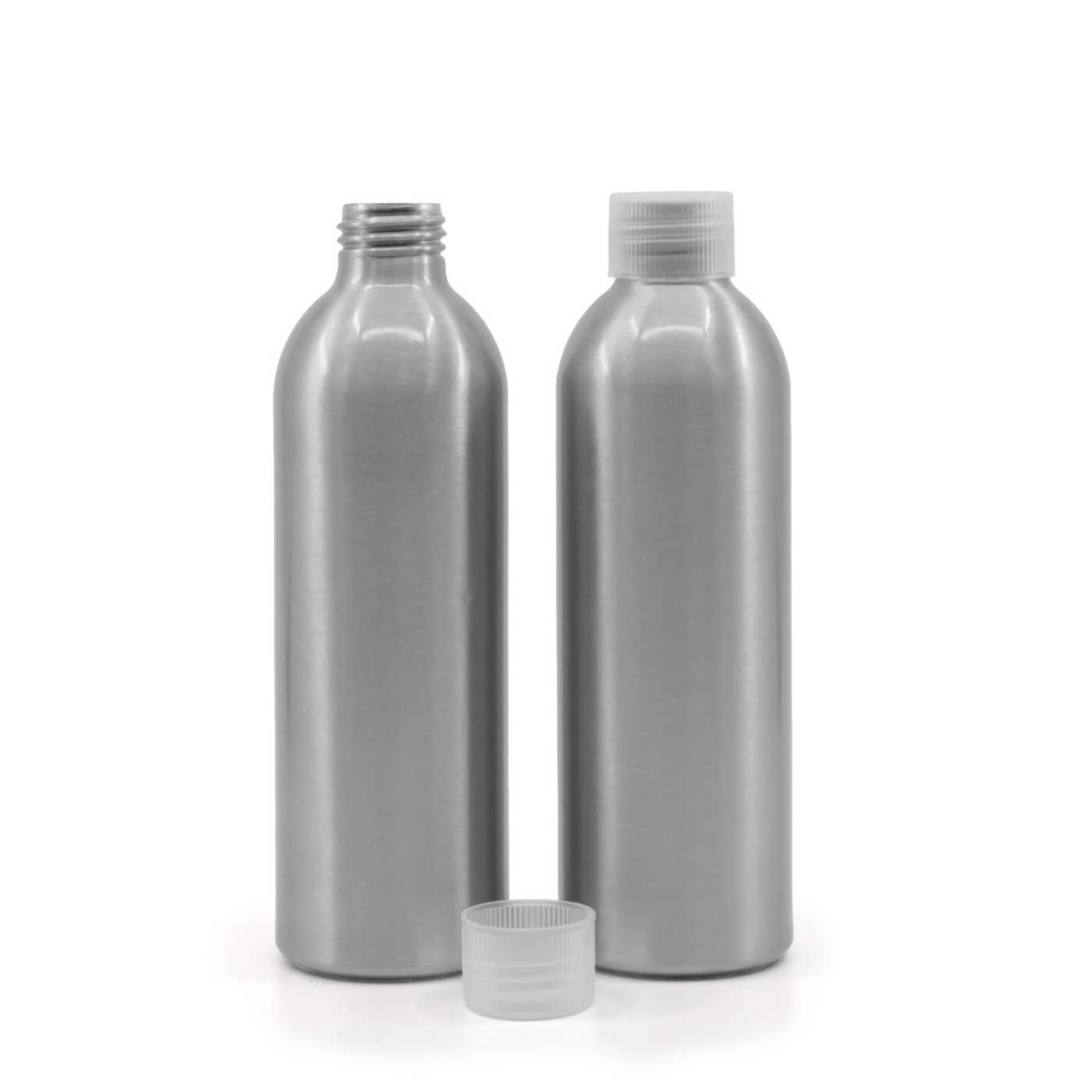 Alumínium palack, átlátszó műanyag kupak, 225 ml