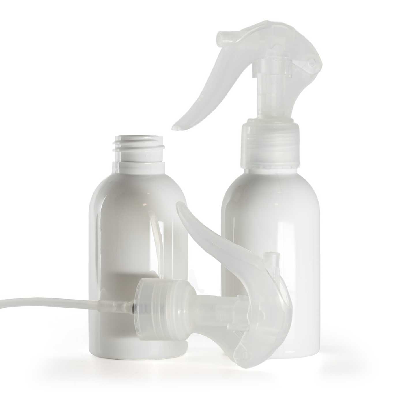 Flacon en plastique blanc, pulvérisateur à gâchette transparent, 100 ml