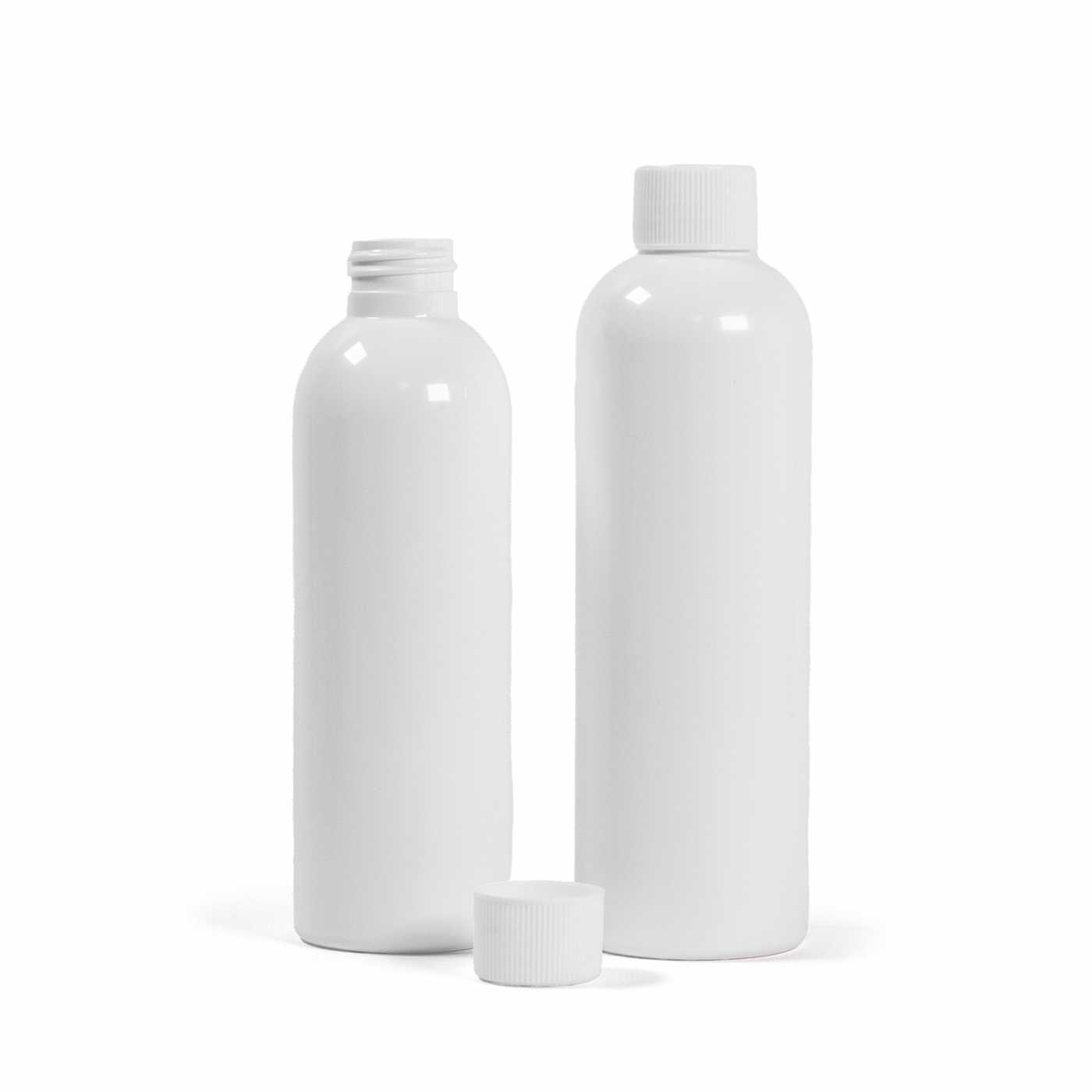 Bouteille en plastique blanche, bouchon blanc, 200 ml