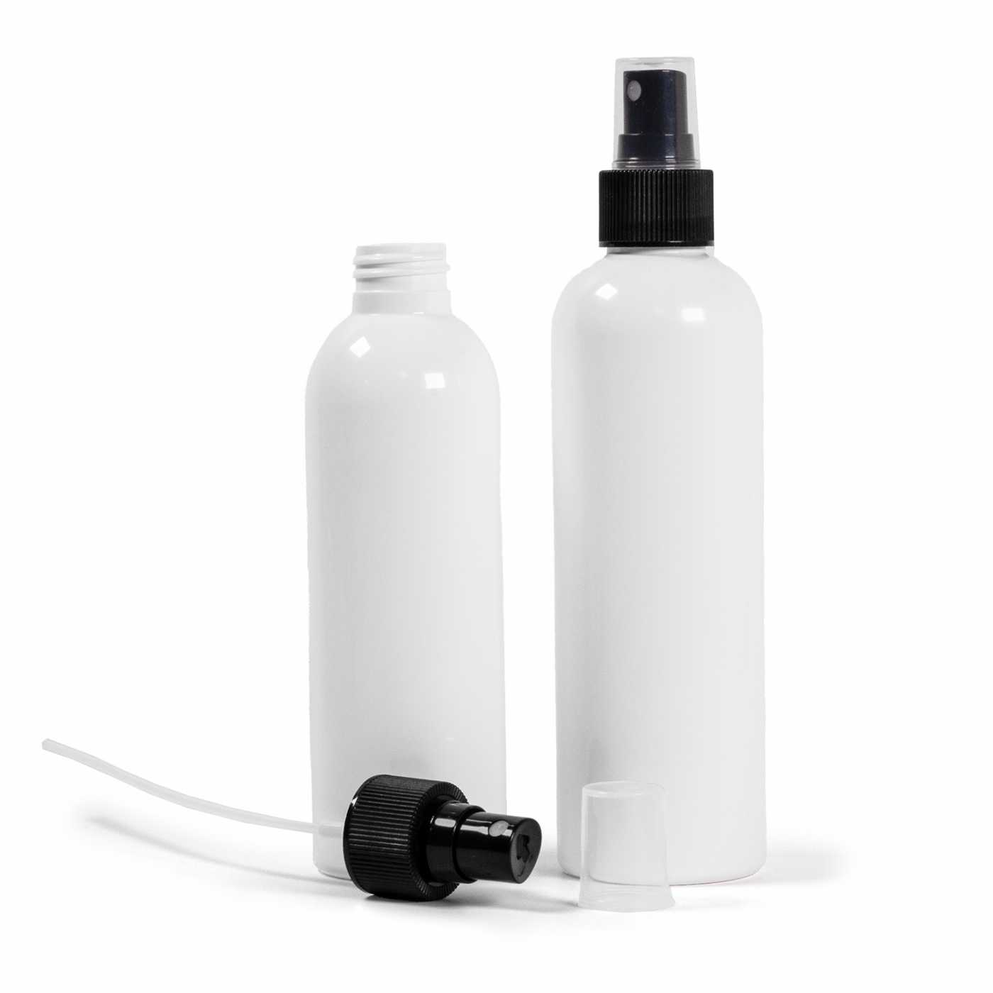 Kunststoffflasche, weiß, schwarzer Zerstäuber, 250 ml