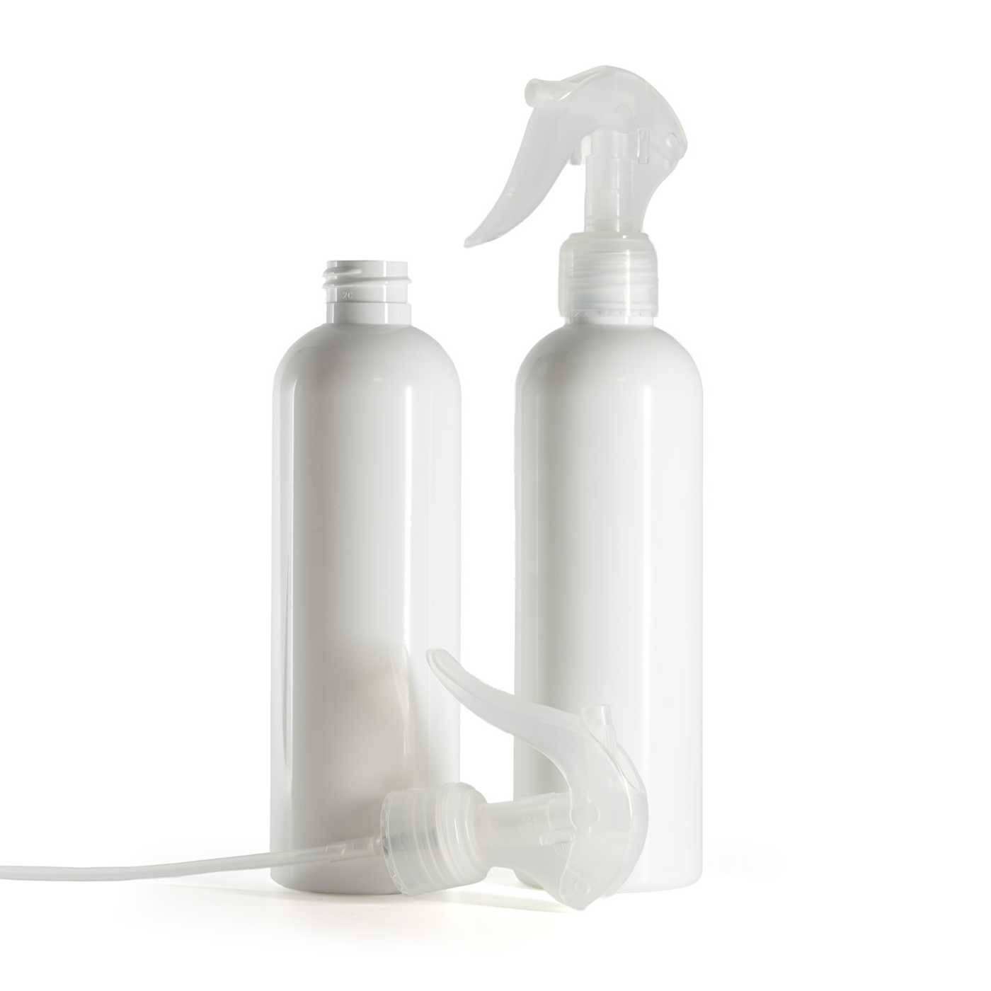 Kunststoffflasche, weiß, transparenter Triggersprüher, 250 ml