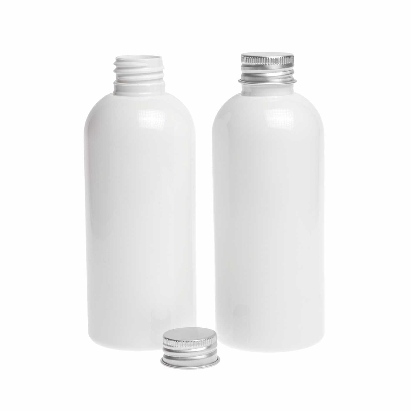 Butelka plastikowa, biała, nakrętka aluminiowa, 300 ml