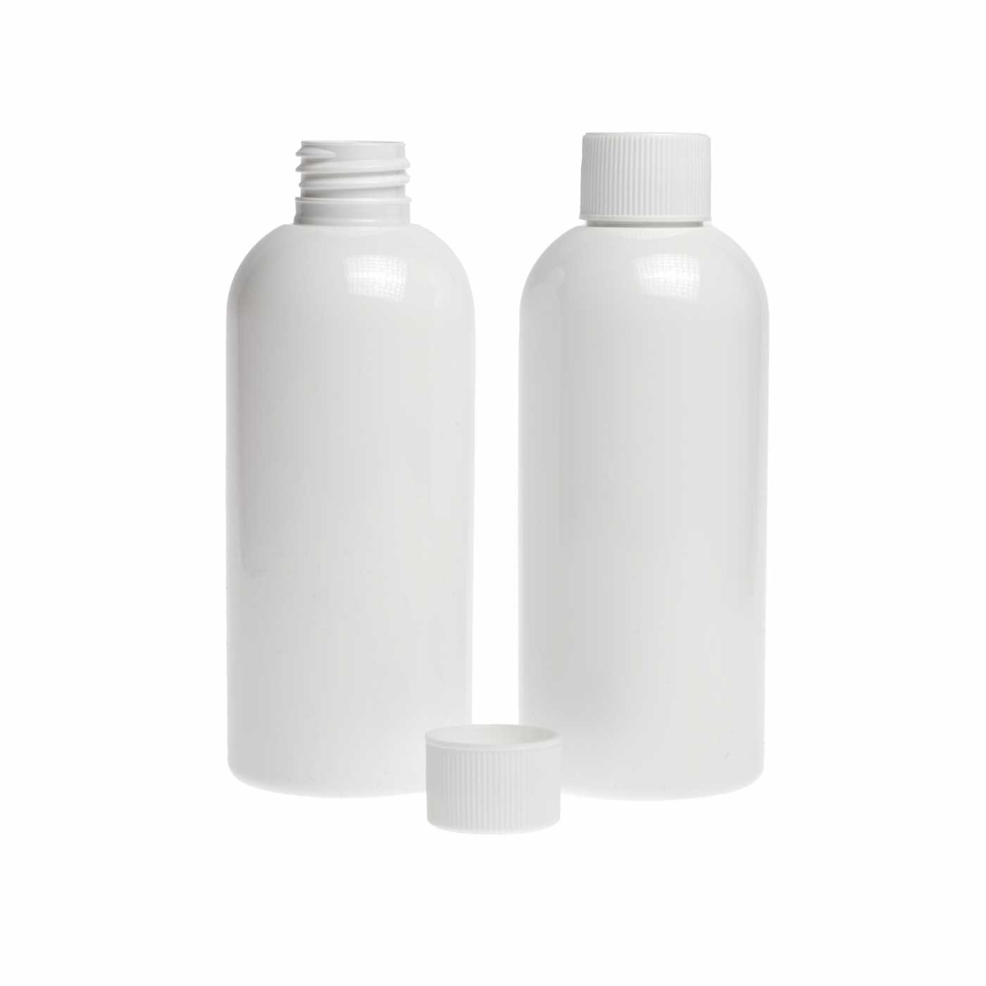 Kunststoffflasche, weiß, weißer Verschluss, 300 ml