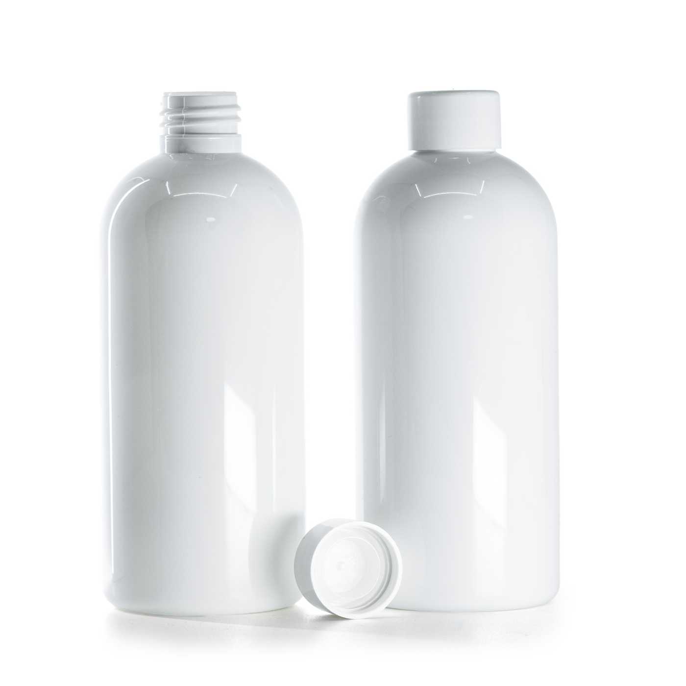 Butelka plastikowa biała, nakrętka biała gładka z redukcją, 300 ml