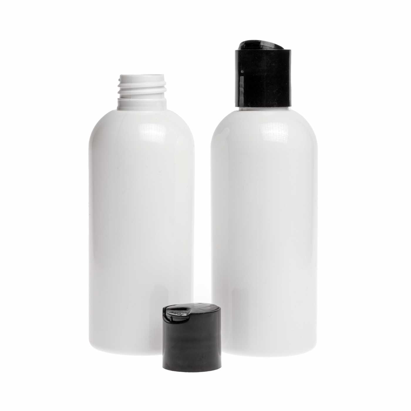 Butelka plastikowa biała, disc top czarny, 300 ml