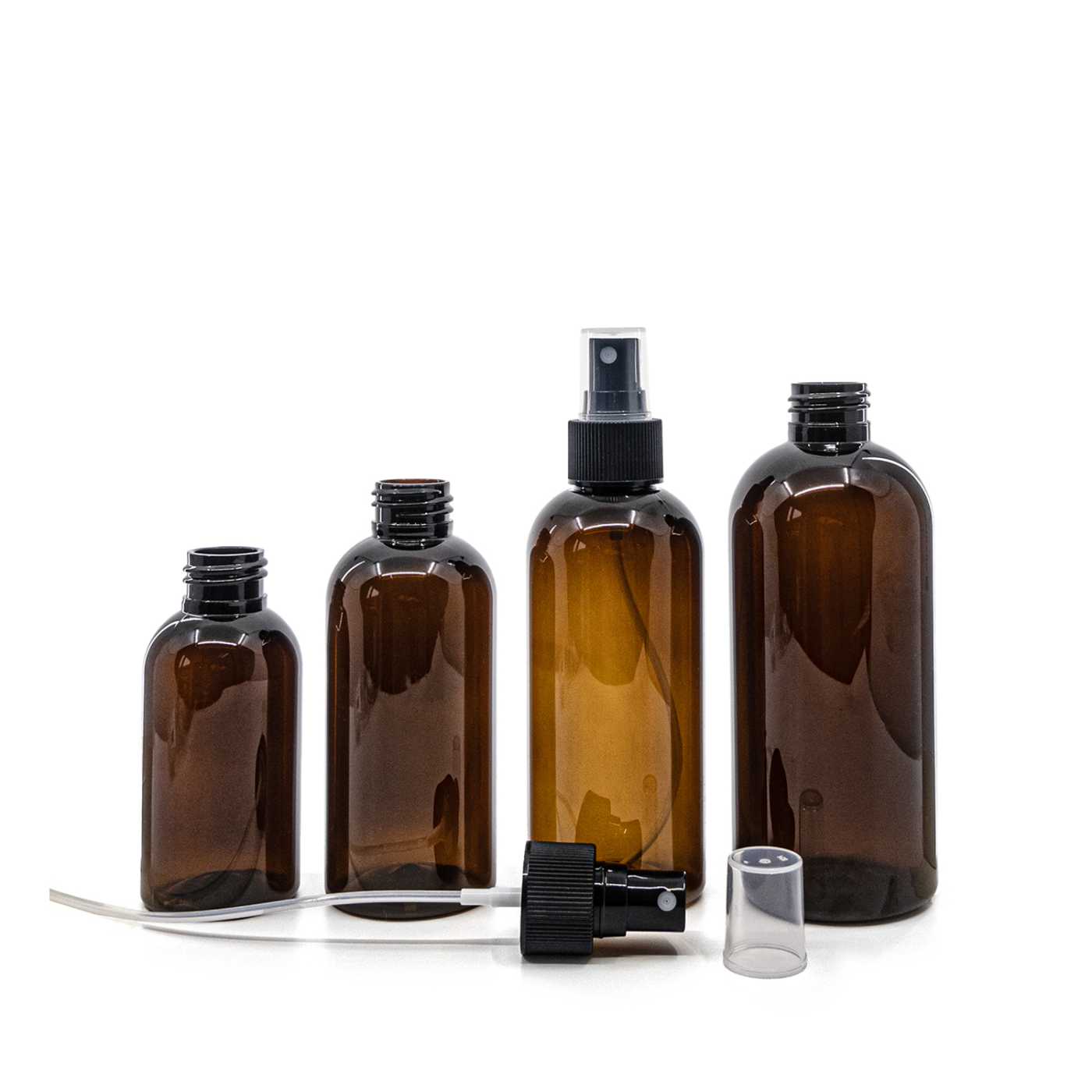 Flacon en plastique brun, vaporisateur noir, 150 ml
