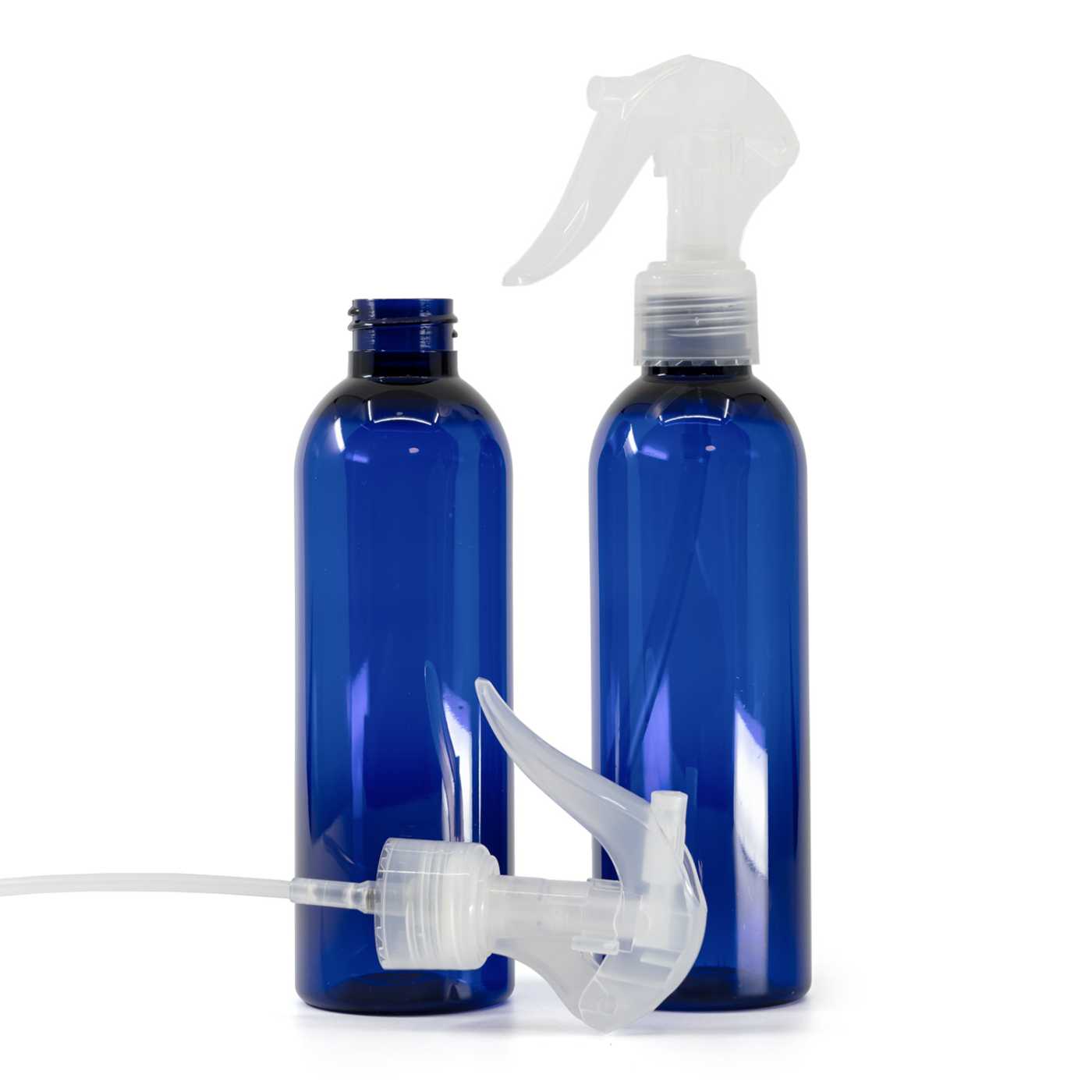 Blaue Kunststoffflasche, transparenter Triggersprüher, 200 ml