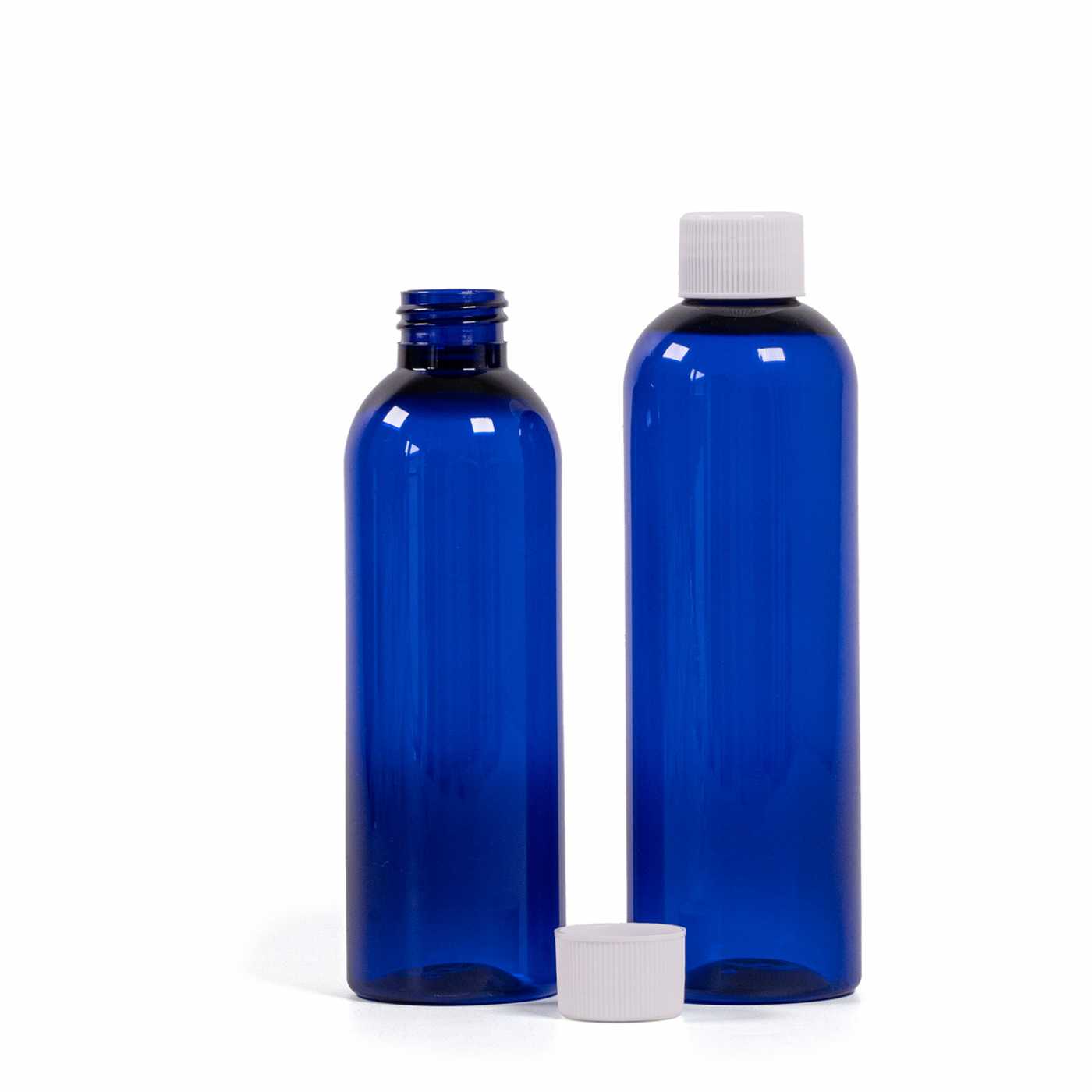 Kunststoffflasche, blau, 200 ml, weißer Verschluss