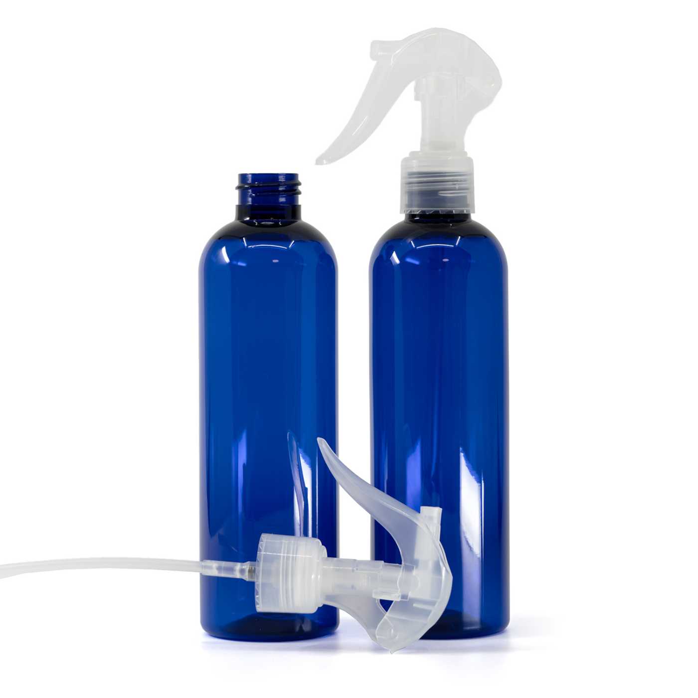 Butelka plastikowa, niebieska, przezroczysty spryskiwacz z dźwignią, 250 ml