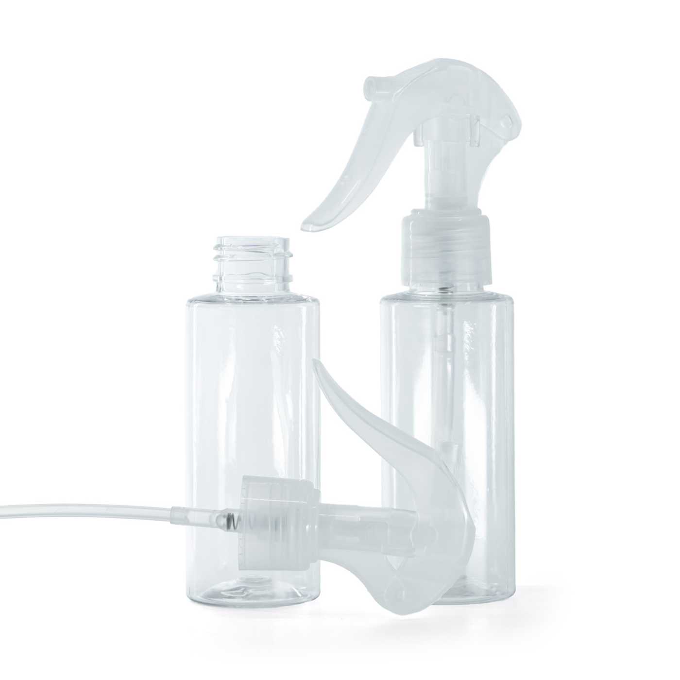 Kunststofffläschchen, transparent, transparenter Triggersprüher, 100 ml