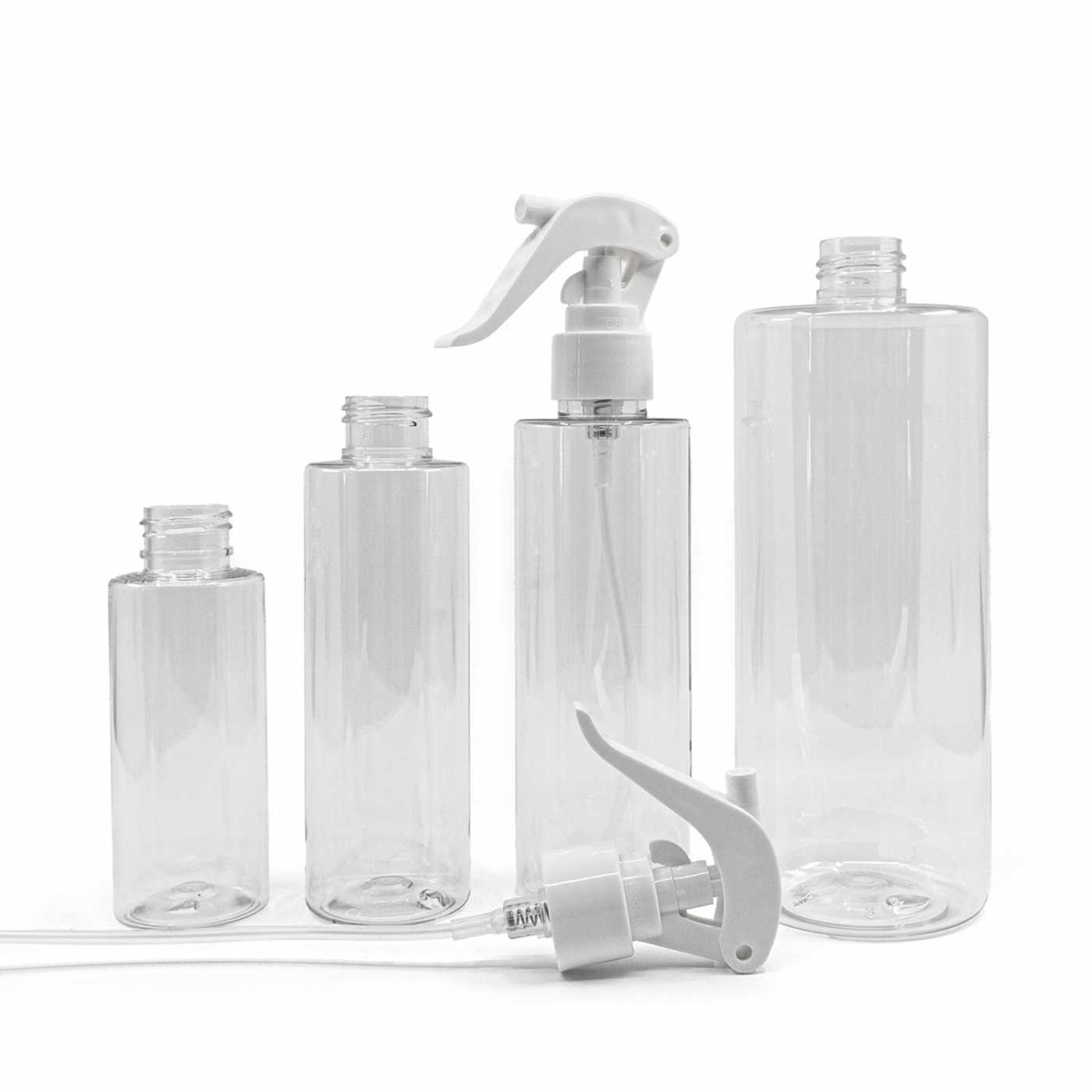 Bouteille en plastique transparente, pulvérisateur à gâchette blanc, 200 ml