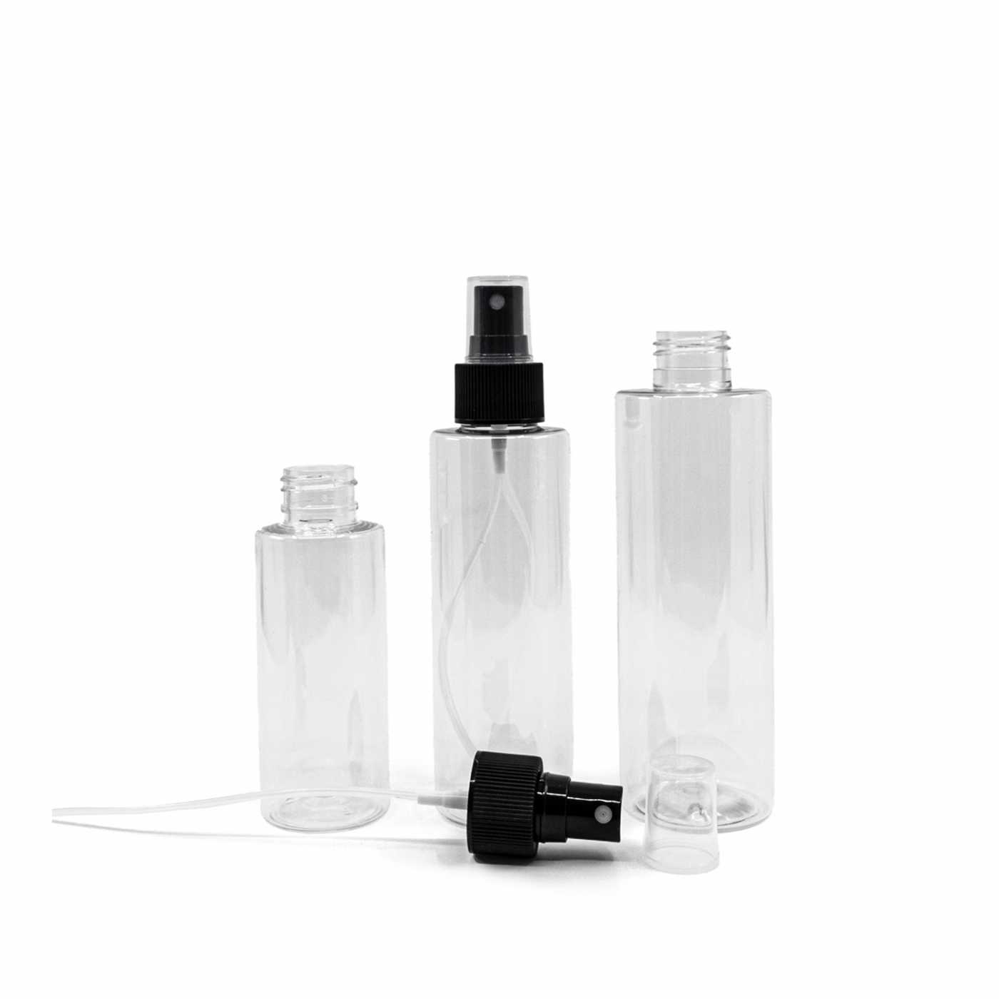 Flacon en plastique transparent, vaporisateur noir, 200 ml