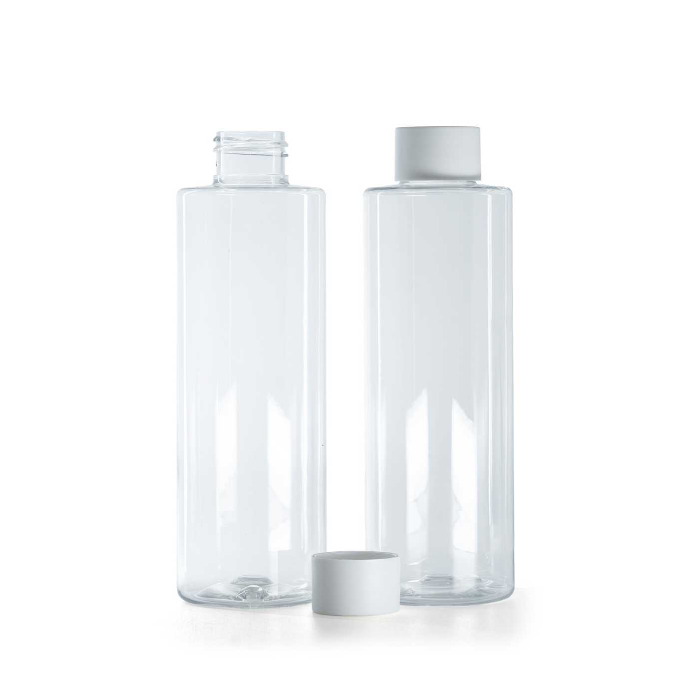 Butelka plastikowa, przezroczysta, nakrętka matowa biała, 200 ml