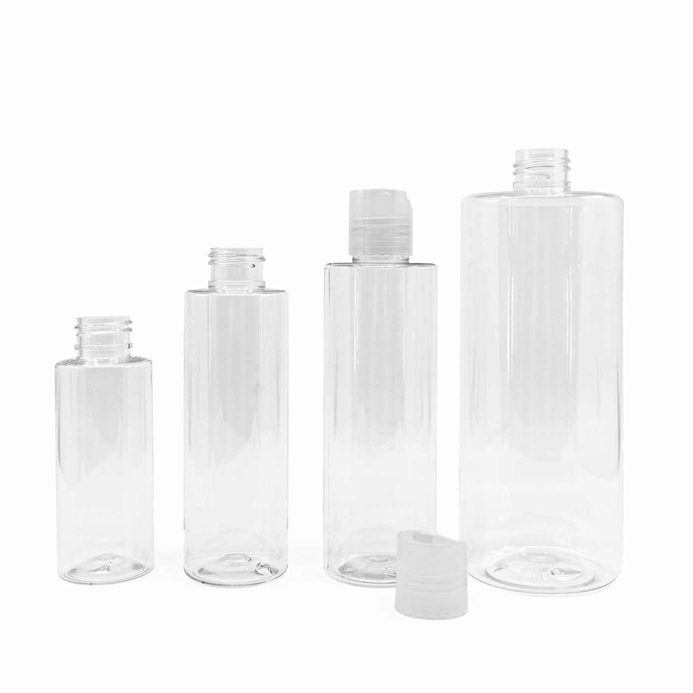Bouteille en plastique transparente, bouchon disc-top transparent, 200 ml