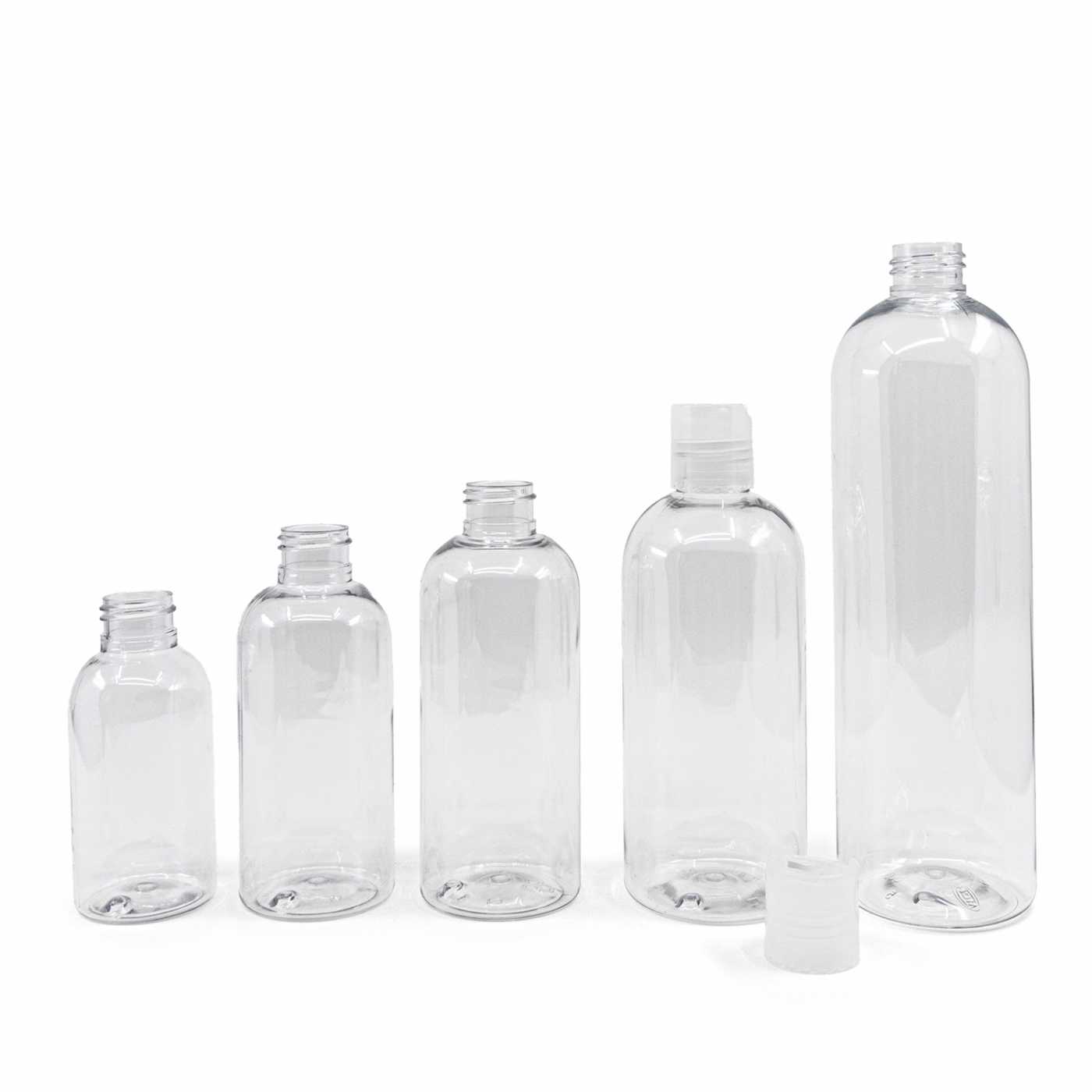 Átlátszó műanyag palack, 200 ml, átlátszó disc-top kupak