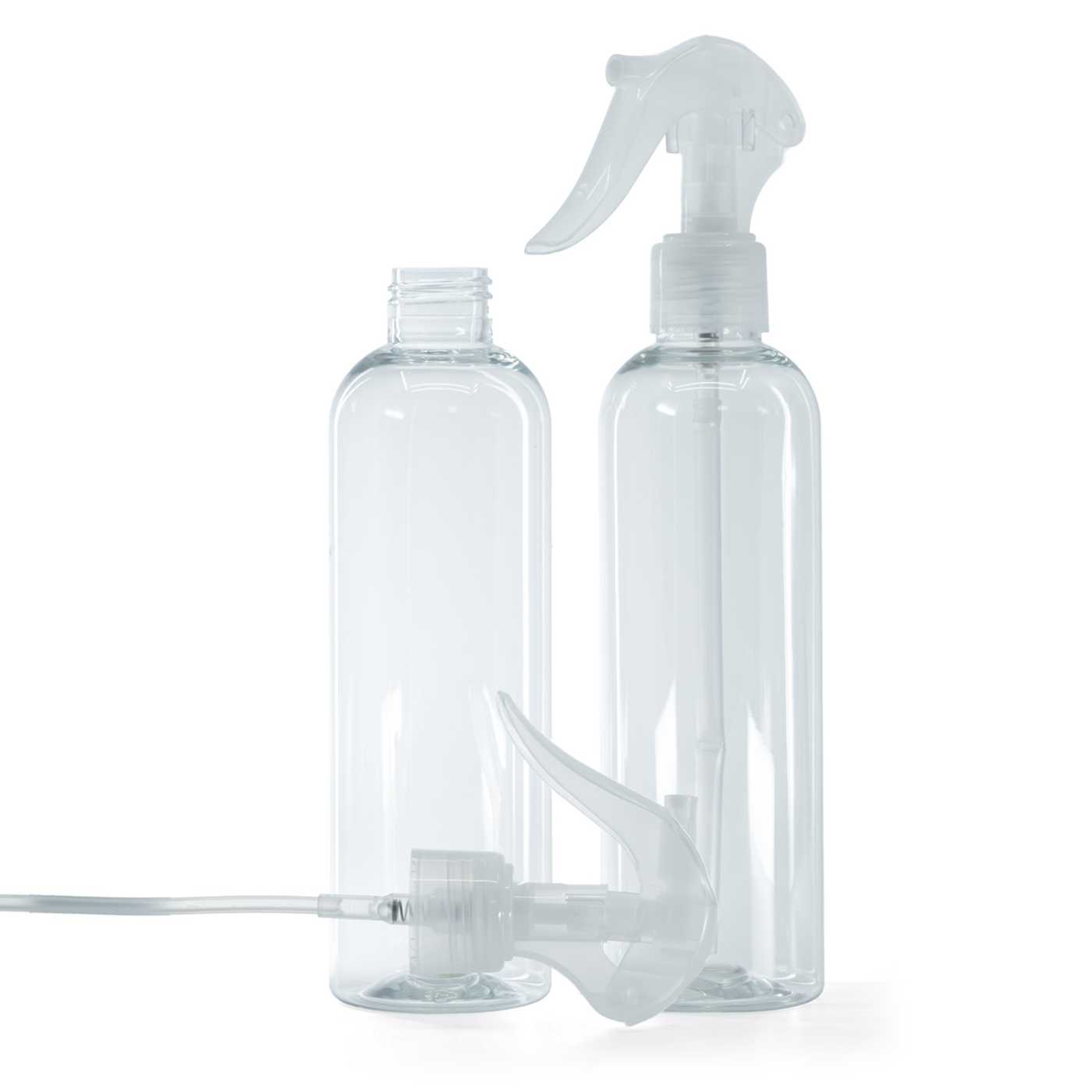 Kunststoffflasche, transparent, transparenter Triggersprüher, 250 ml