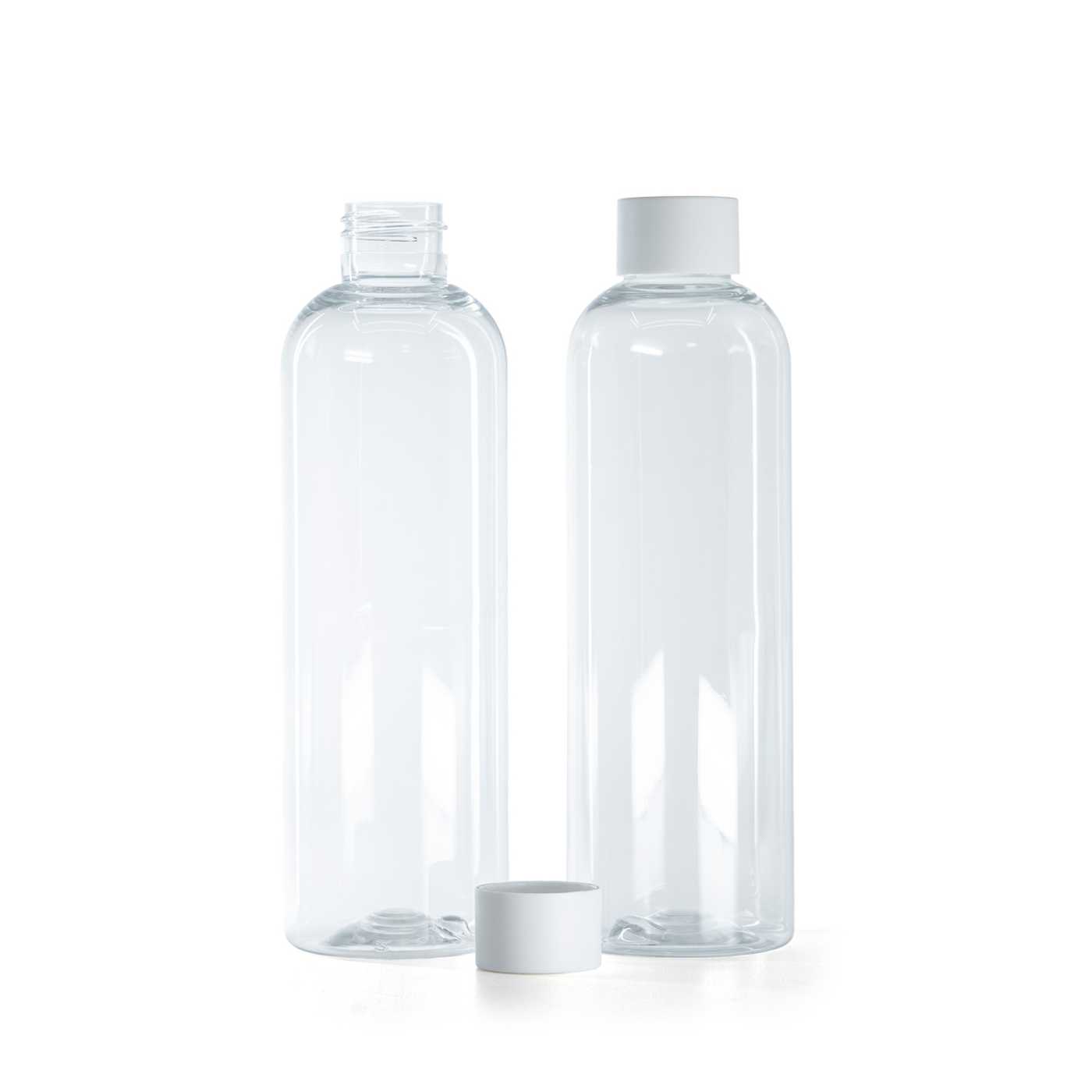 Butelka plastikowa, przezroczysta, nakrętka matowa biała, 250 ml