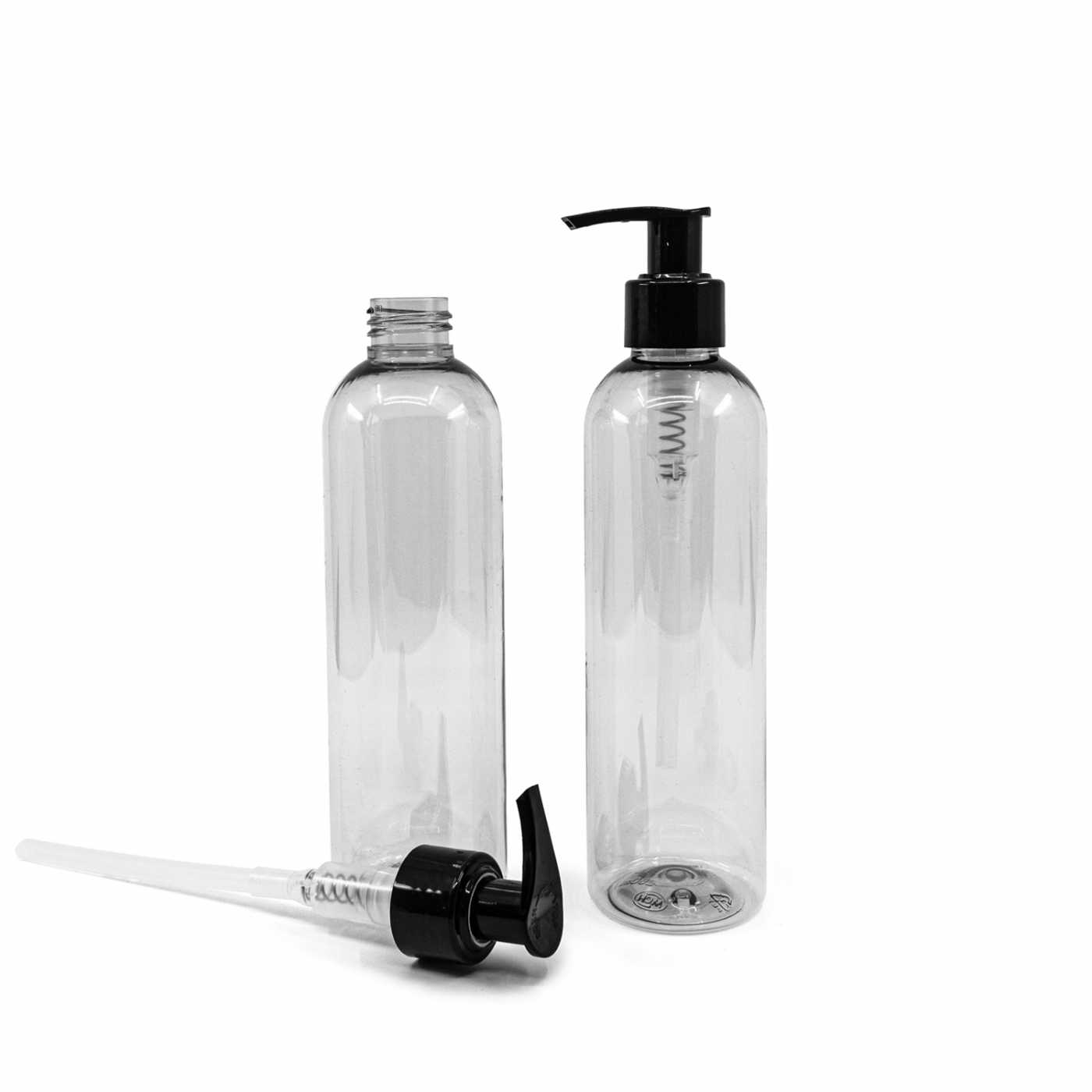 Bouteille en plastique recyclé, distributeur noir, 250 ml