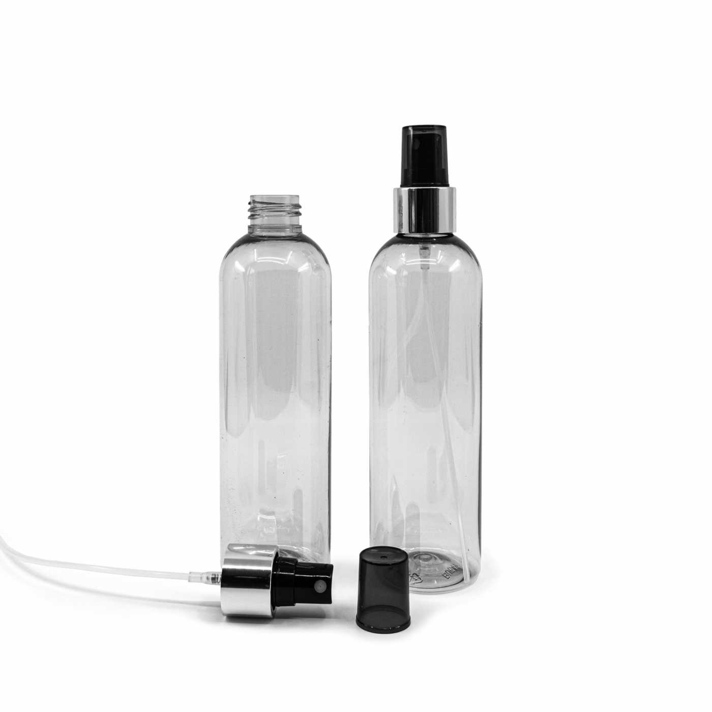 Bouteille en plastique recyclé, spray noir, bague argentée brillante, 250 ml