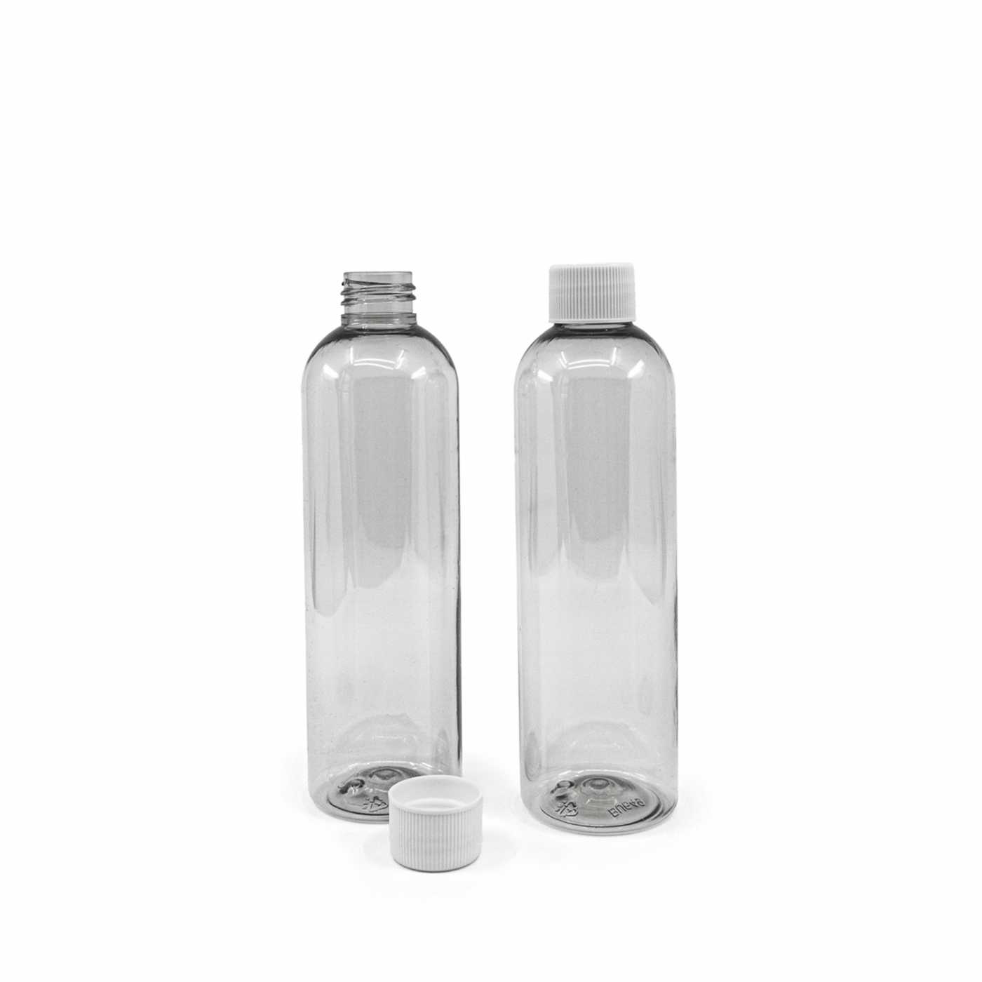 Bouteille en plastique recyclé, transparente, bouchon blanc, 250 ml